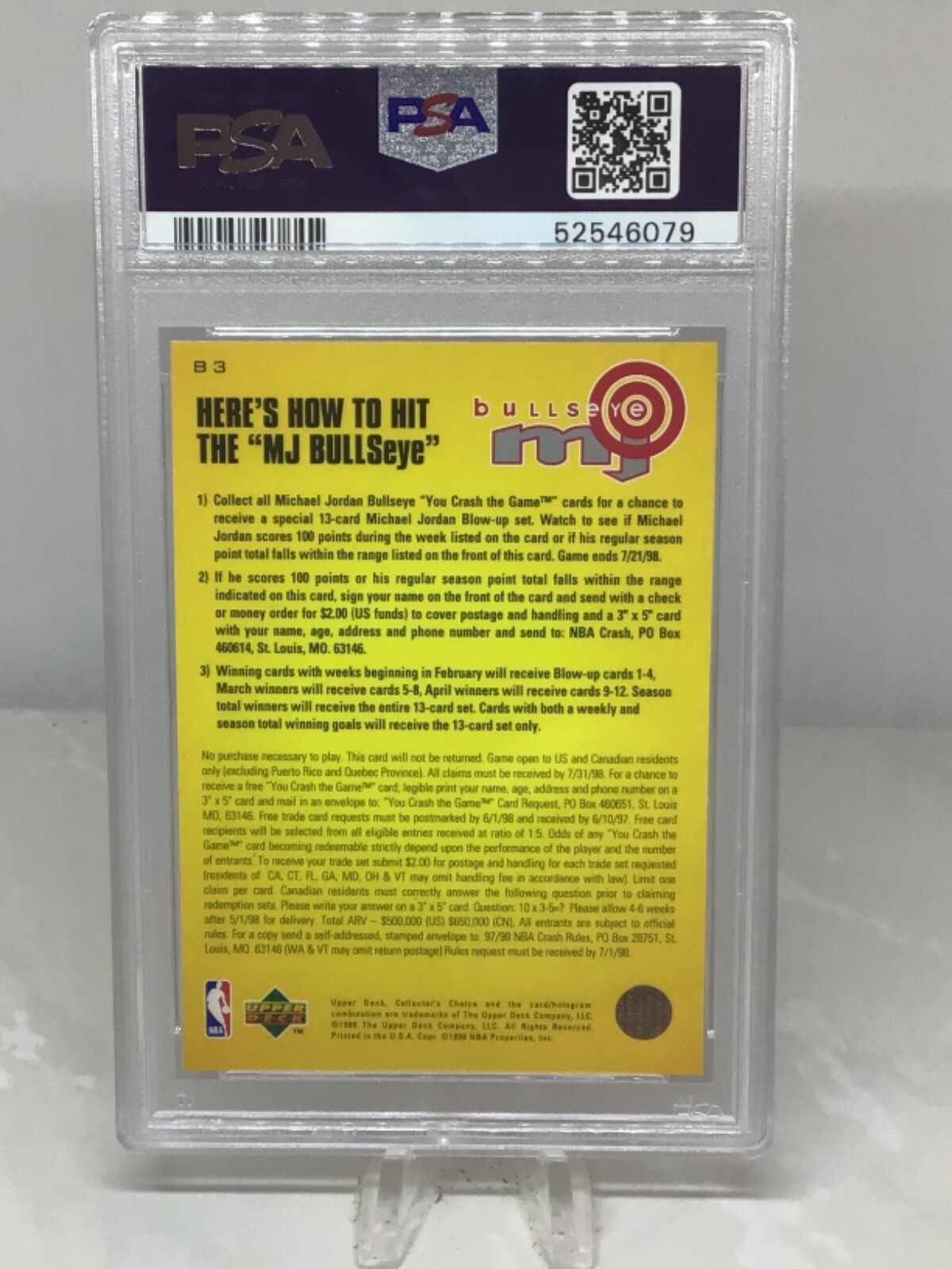 1997 Collectors Choice MJ Bullseye #B3 Michael Jordan PSA 9 (6 in all grades)