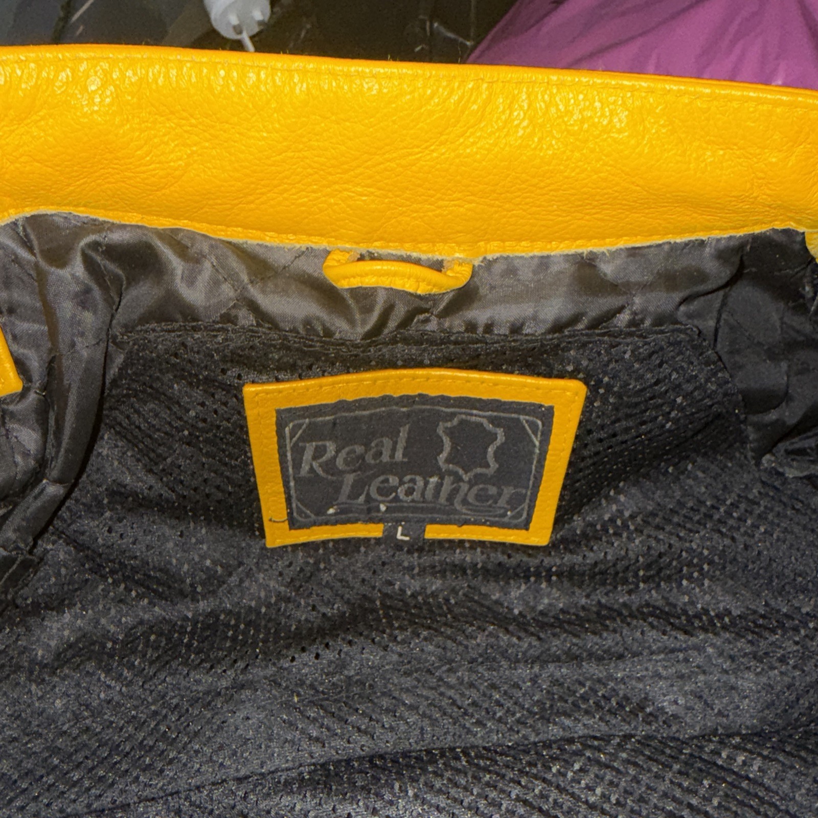 Vintage Michael Schumacher Ferrari Leather Jacket Mens Size large Yellow Black