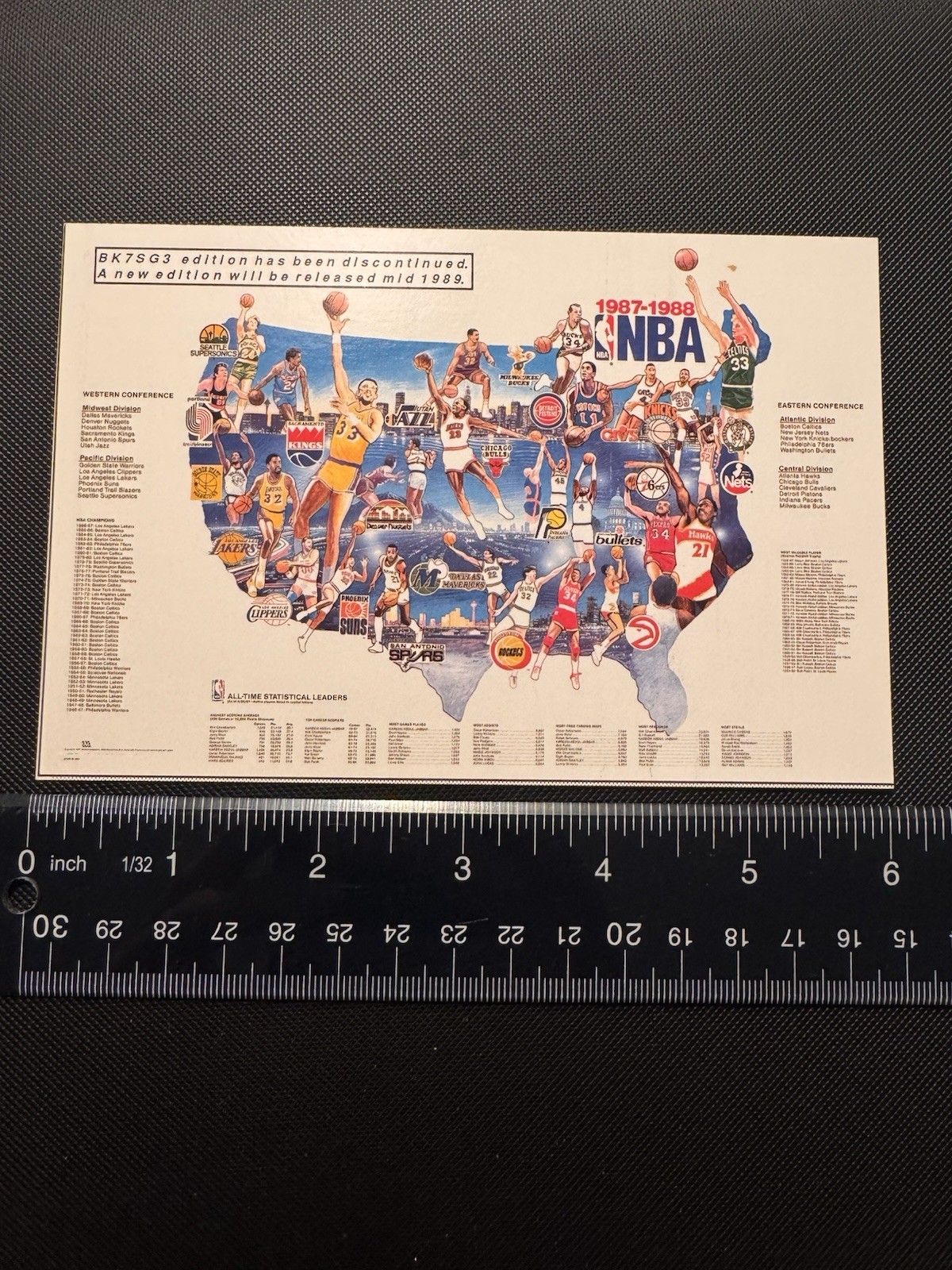 1989 NBA 1987-1988 Art-Map Postcard World Impressions 4×6 in Michael Jordan