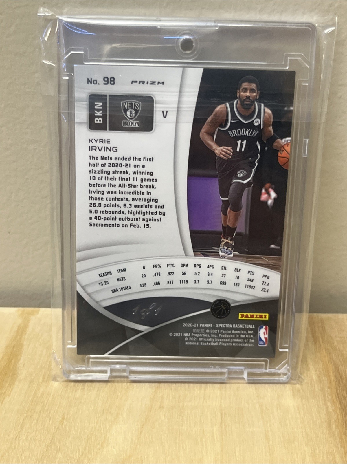 2020 Spectra #98 Kyrie Irving Prizm 1/1 One Of One