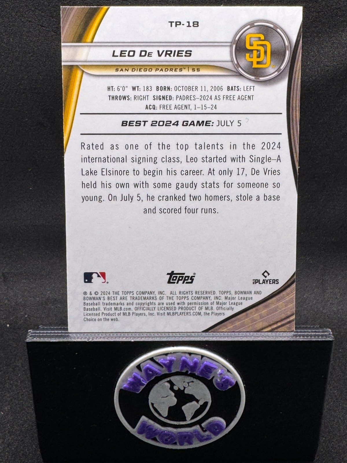 LEO De VRIES 2024 Bowman’s Best WAVE REFRACTOR #TP-18