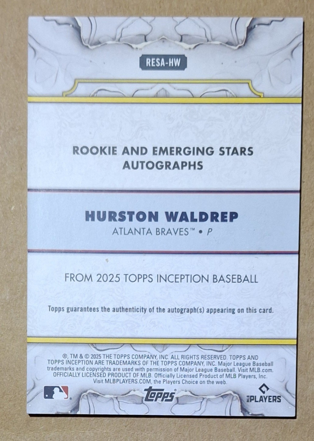 2025 Topps Inception Hurston Waldrep Purple (RC) (AU) 234/299 Solid Card..!