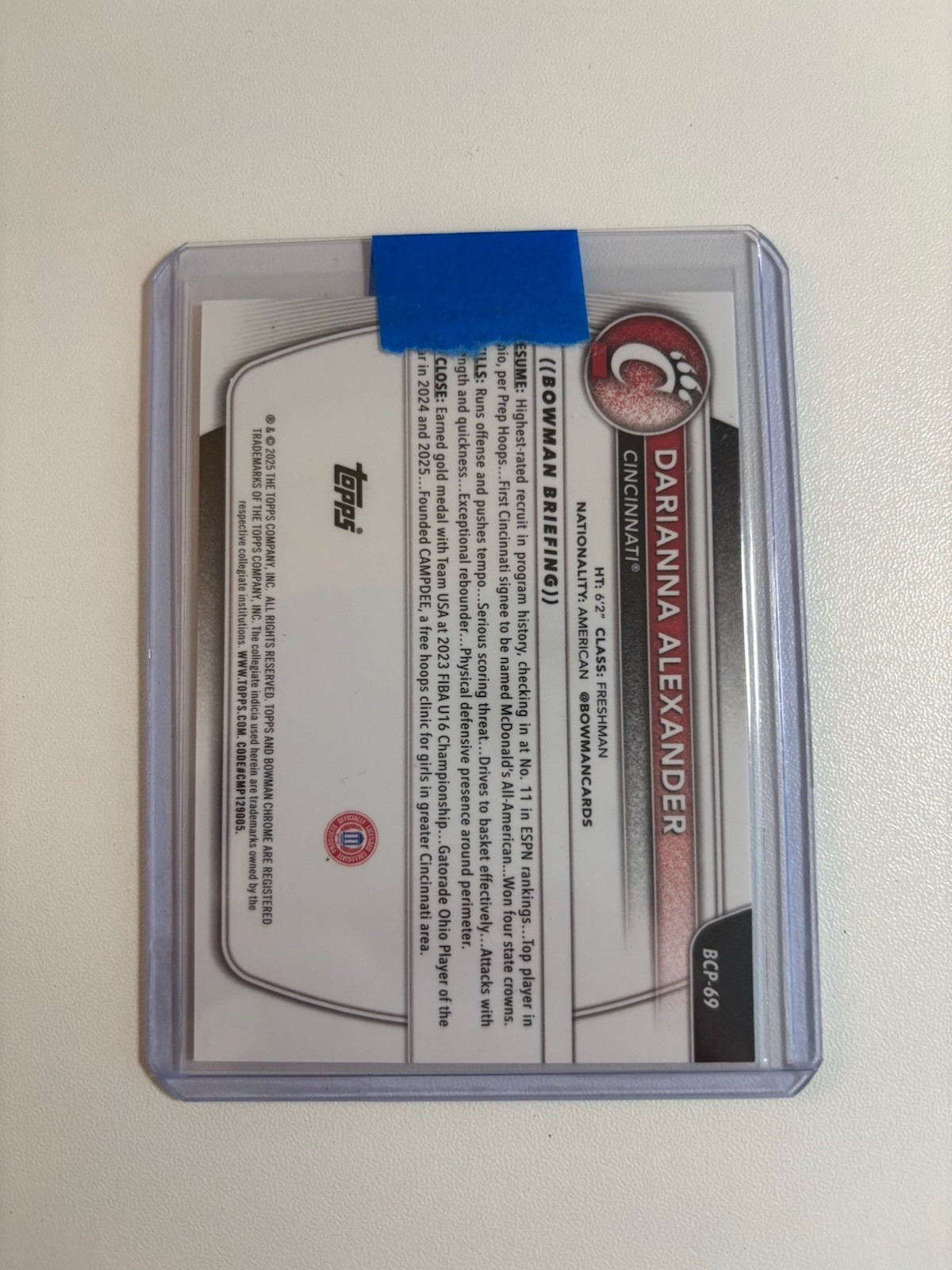 2025-26 Bowman Darianna Alexander Chrome Red Geometric Refractor 1st #/5