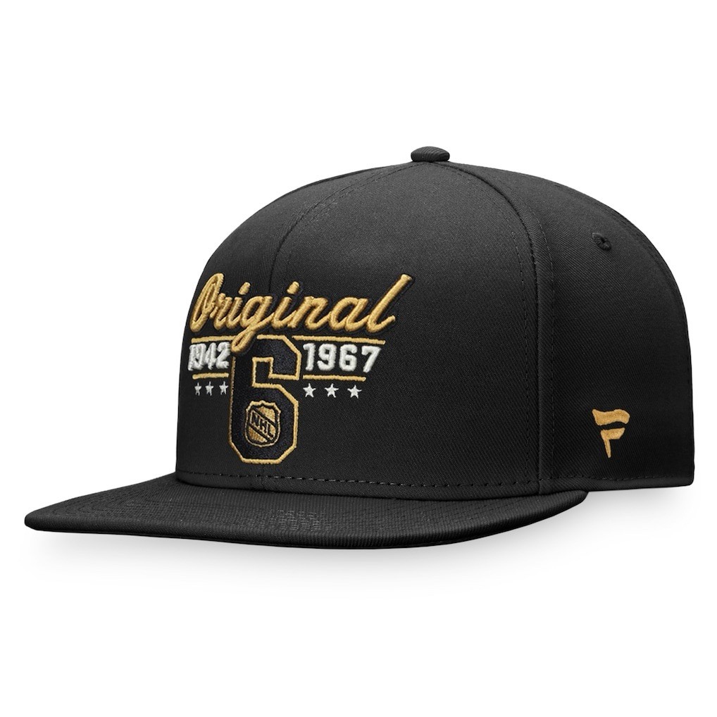Fanatics Original Six Vintage NHL Team Black Adjustable Snapback Mens Hat Cap