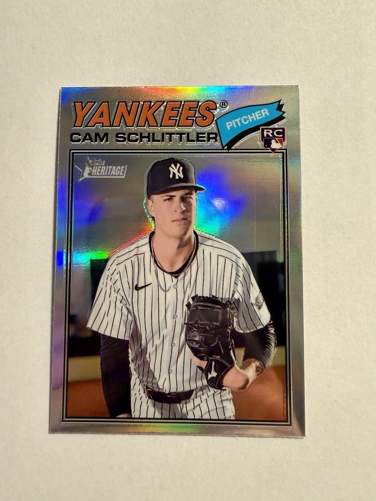 Topps 2026 Heritage Cam Schlittler #222 Yankees Chrome Refractor RC
