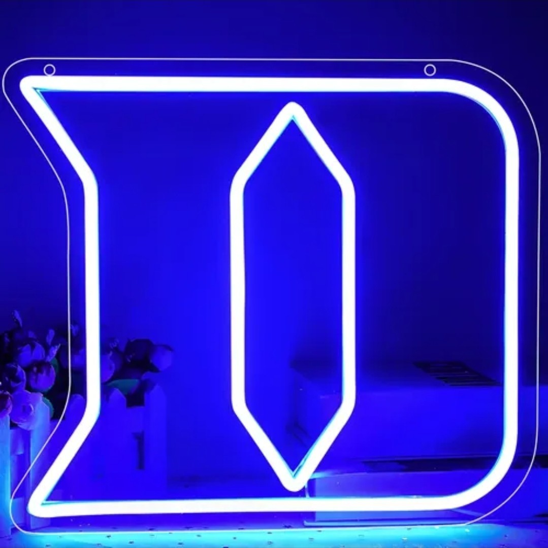 Vivid Bright Blue Duke Blue Devils Logo LED Light University Decor