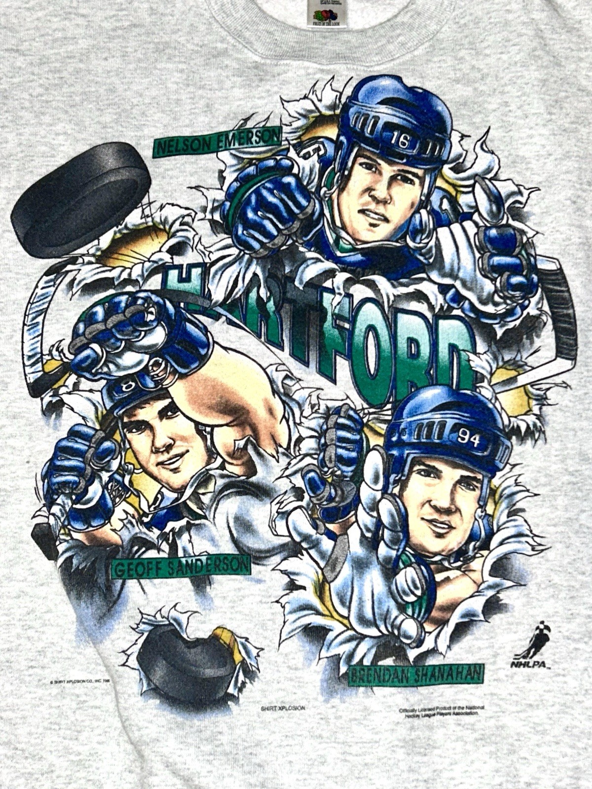 Vintage 1995 Hartford Whalers NHL Xplosion Caricature Cartoon Sweatshirt XL USA