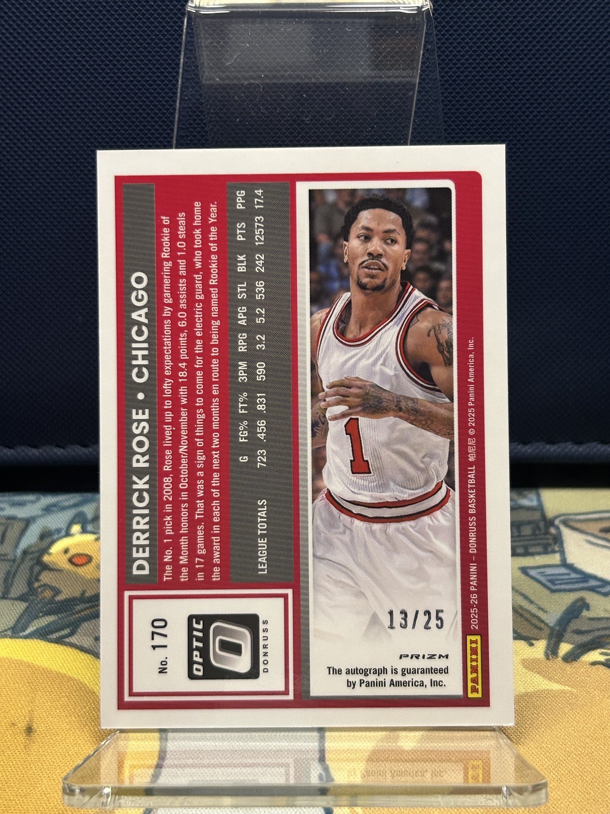 CRACKED ICE /25 Auto Optic Derrick Rose 2025-26 Panini Donruss Chicago Bulls