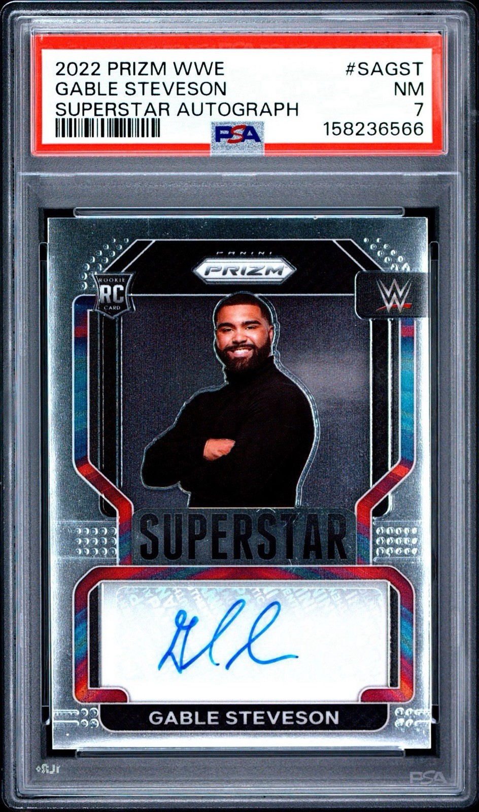 Gable Steveson 2022 Prizm WWE Superstar Autographs Rookie RC Auto PSA #SA-GST