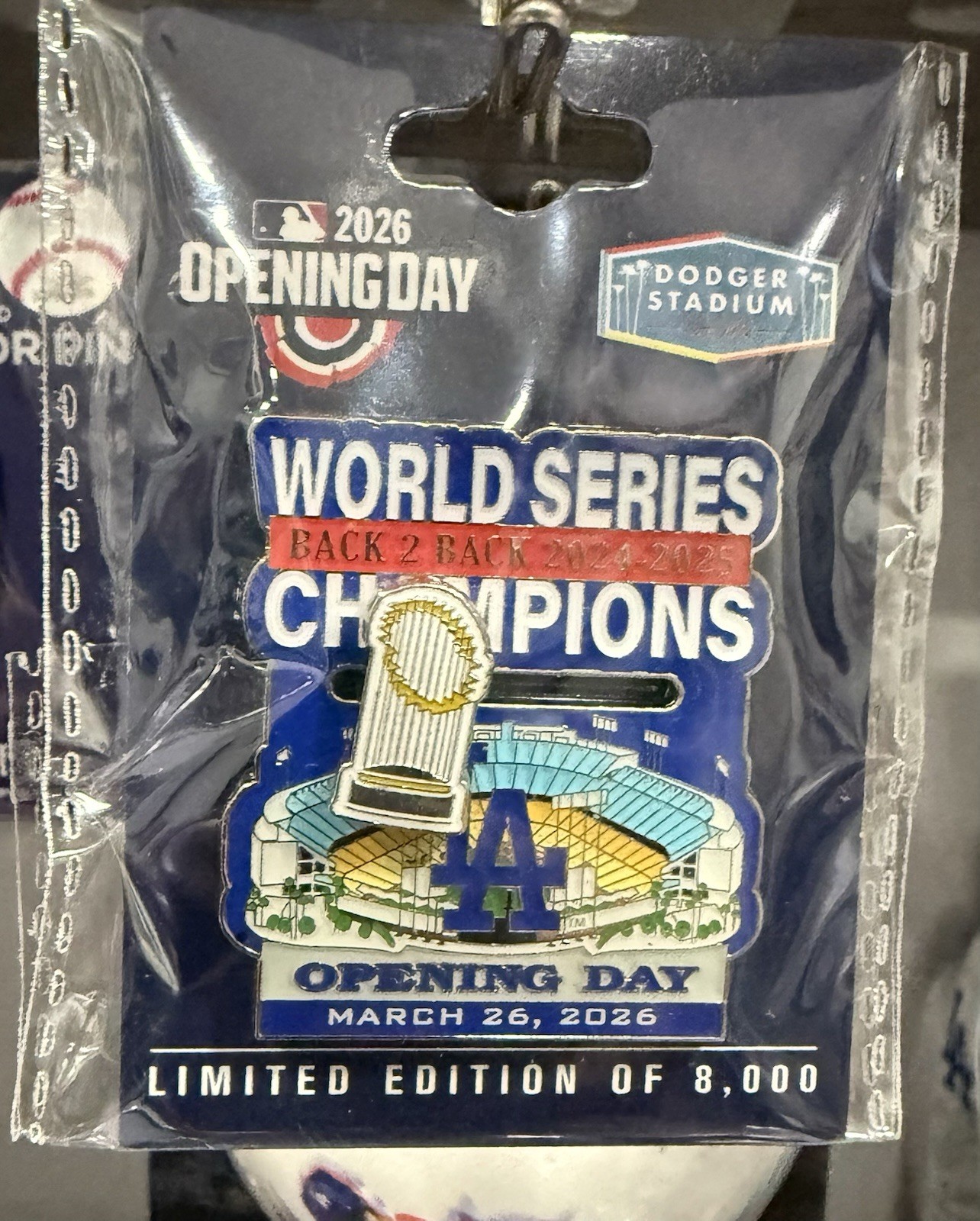 2026 Los Angeles Dodgers Opening Day Pin Dodgers Stadium Trophy World Series
