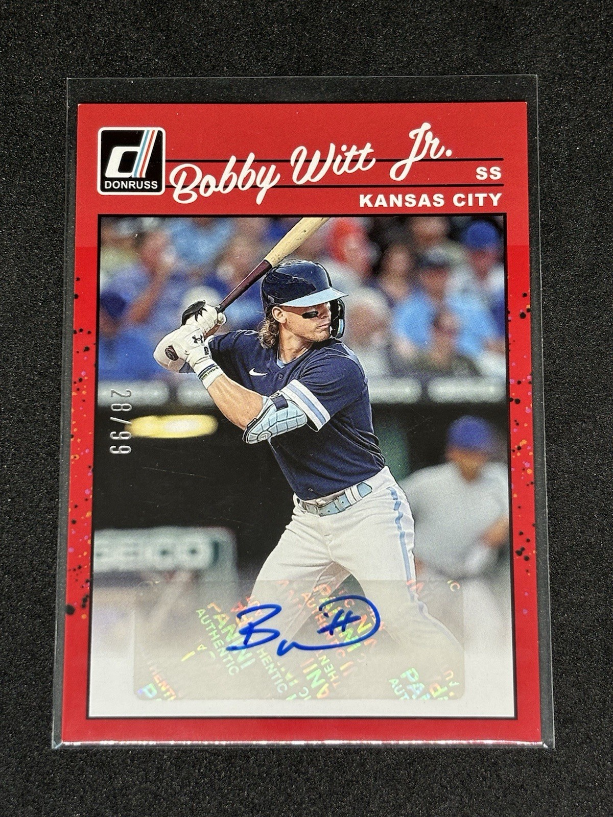 2023 Panini Donruss – Retro 1990 Signatures Bobby Witt Jr. #90S-BWJ Red /99 (AU)