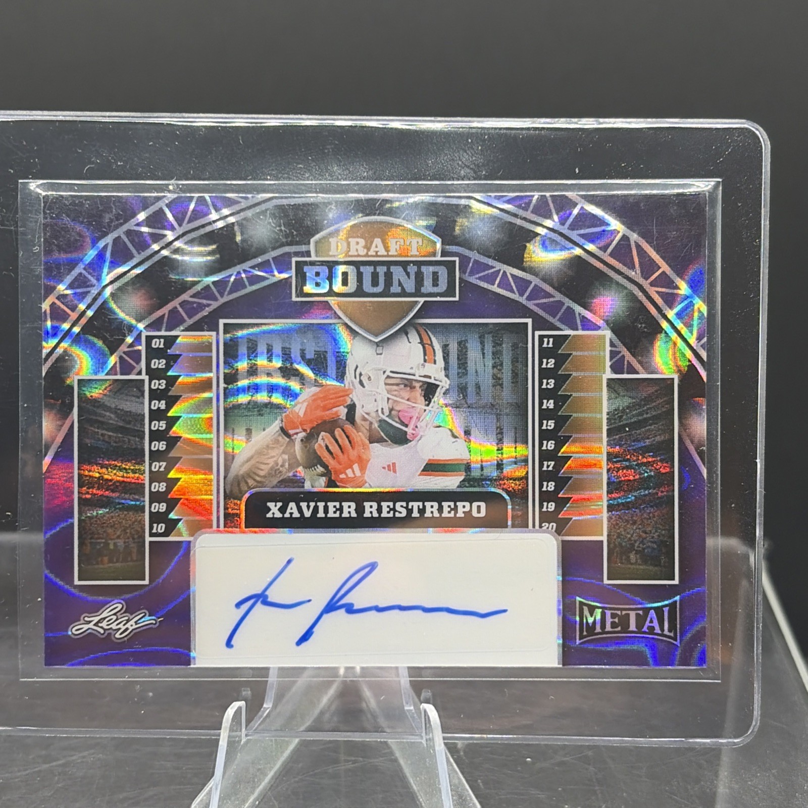 Xavier Restrepo, Leaf Metal Draft Bound, Purple Crystal Auto, 1/7 Miami.