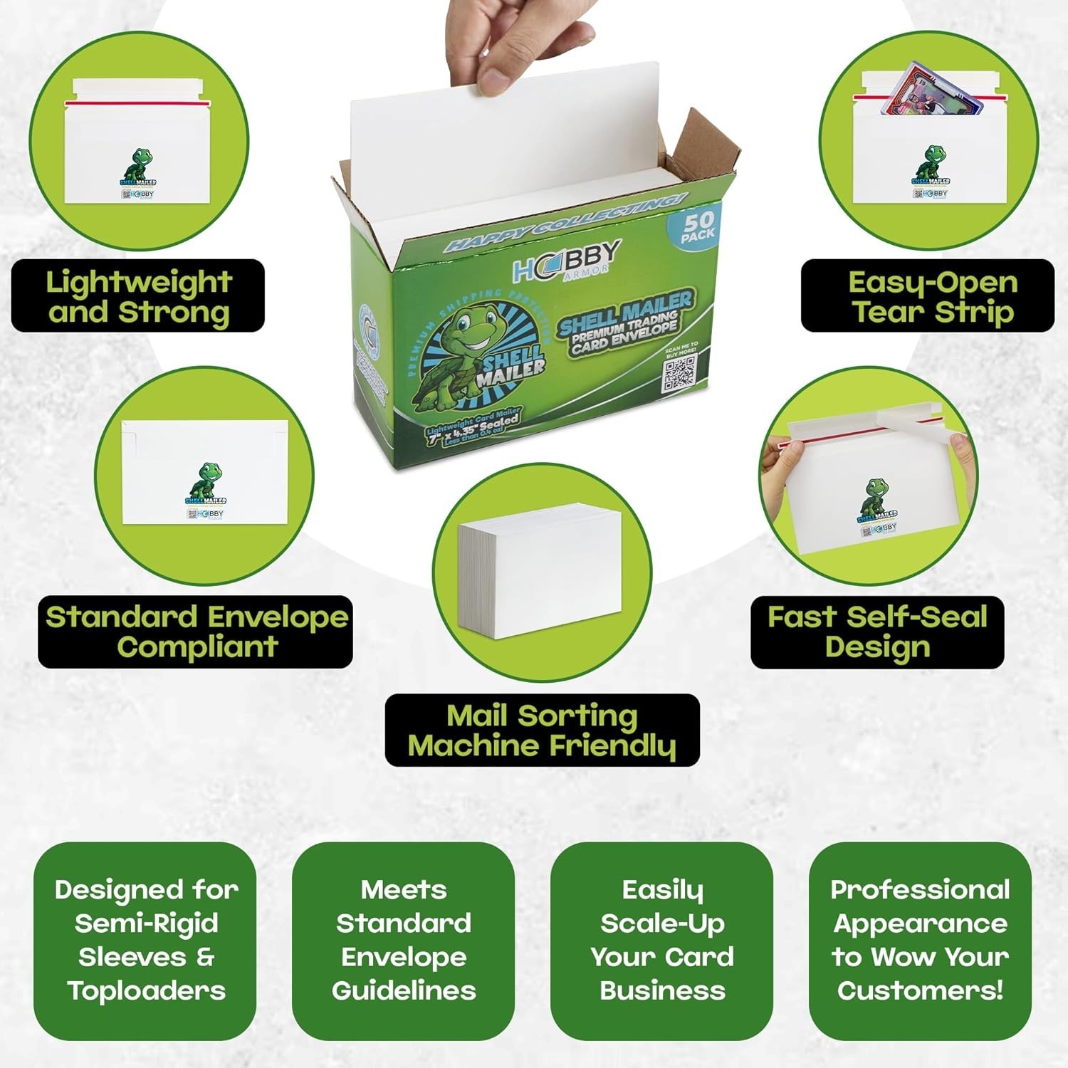 Everyday Mailing Trading Card Envelopes, 50 Pack Lightweight Cardboard Mailers