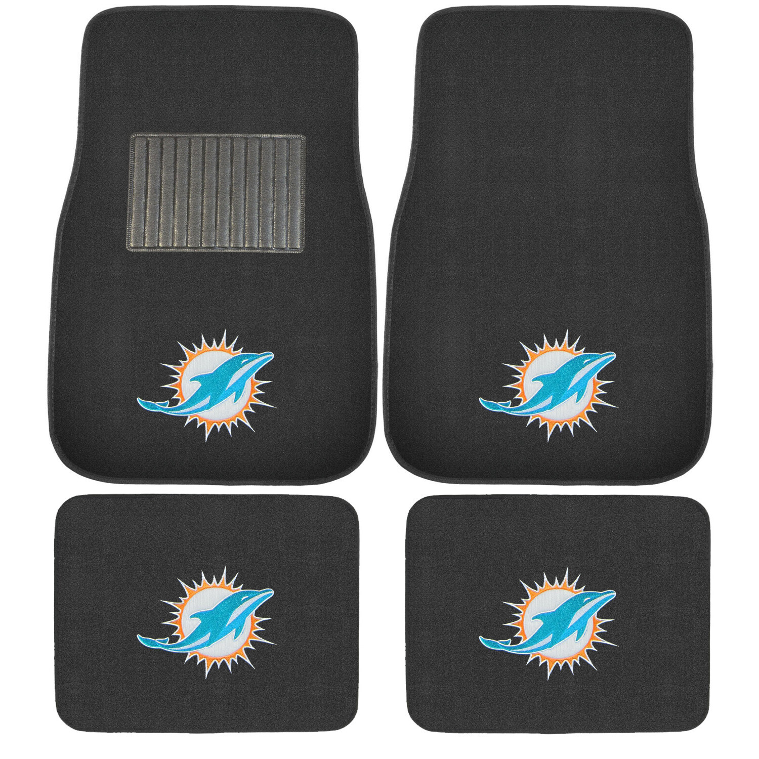 New 4pcs NFL Miami Dolphins Car Truck Front Rear Carpet Floor Mats Set