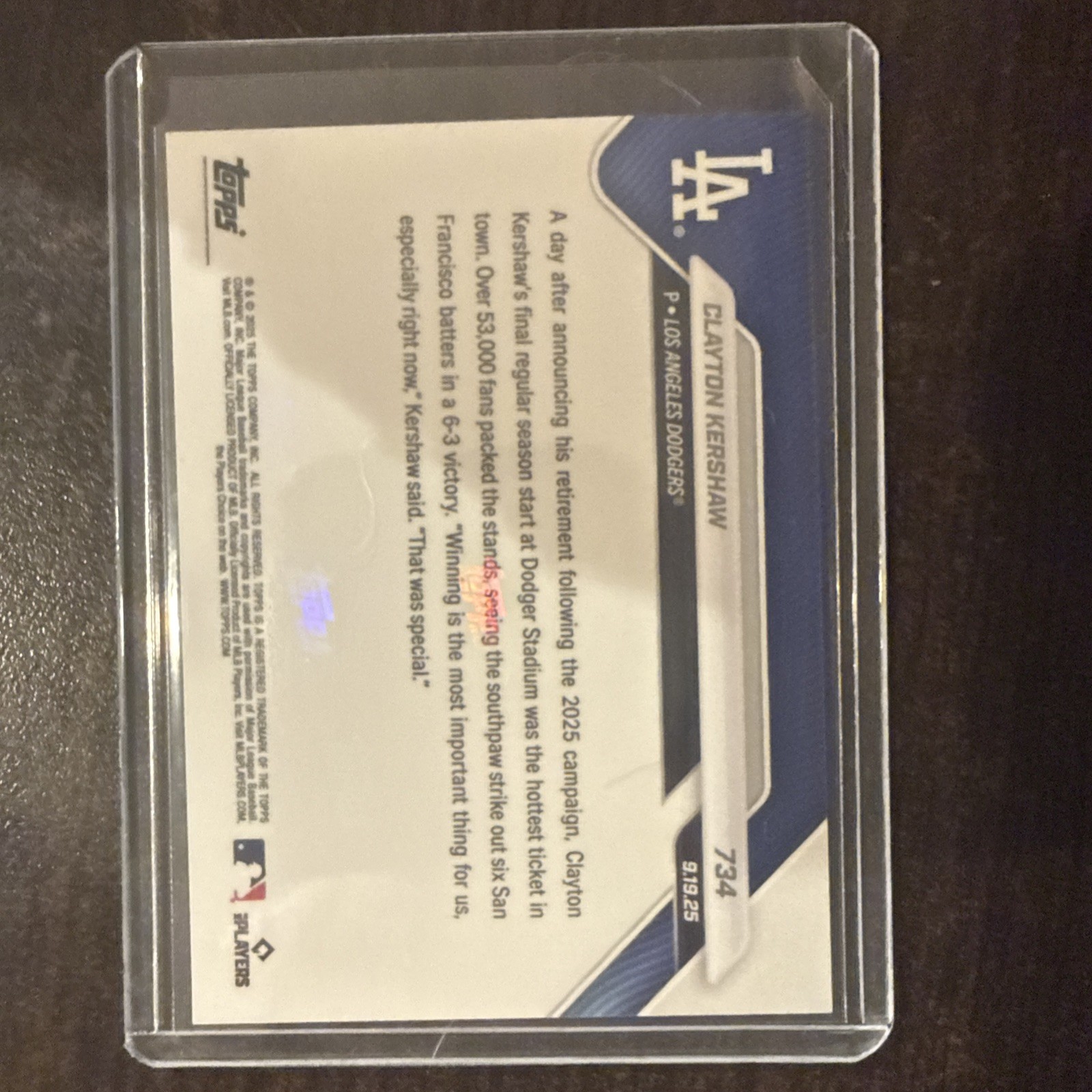 2025 Topps Now – Clayton Kershaw #734 /31753