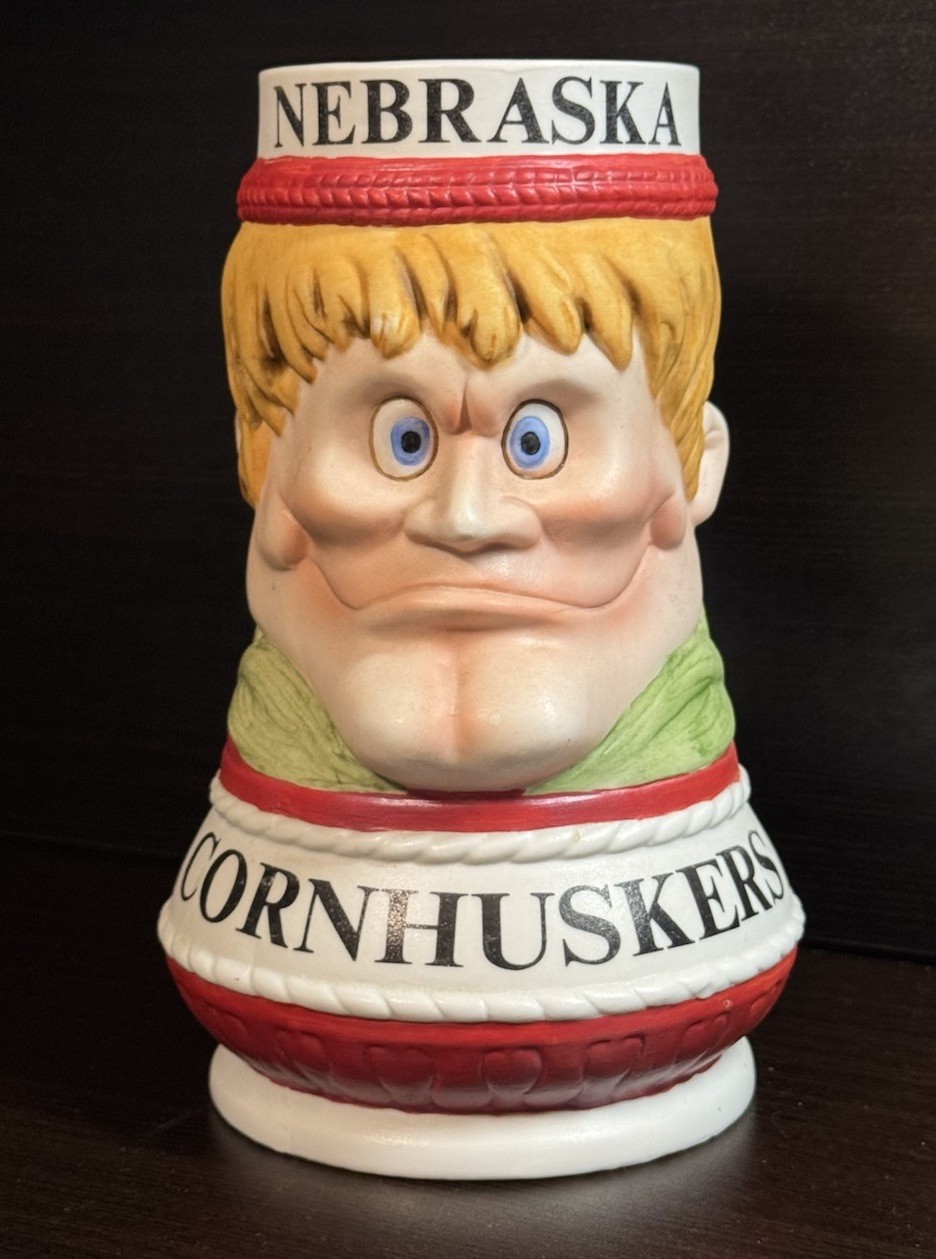 RARE Nebraska Cornhusker Mug 1984 Artist Signed Bob L. Harness 1 Of 500 MADE VTG
