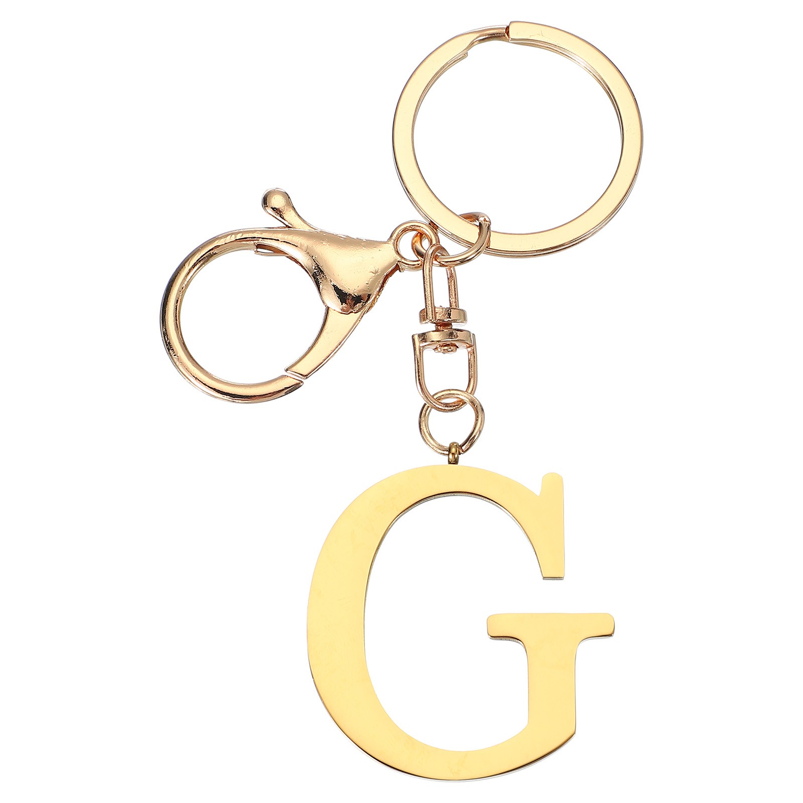 Initial Letter Key Chain Letter A-Z Keychain Initials Keyring, Golden (G)