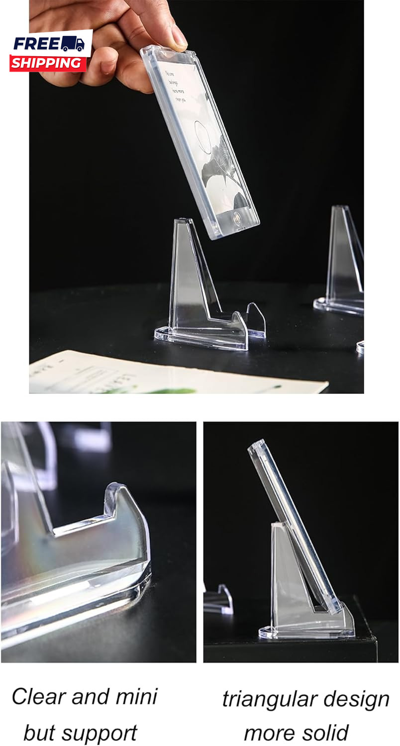 50 Packs Card Display Stand 2.2 Inch Acrylic Easel Mini Card Stand