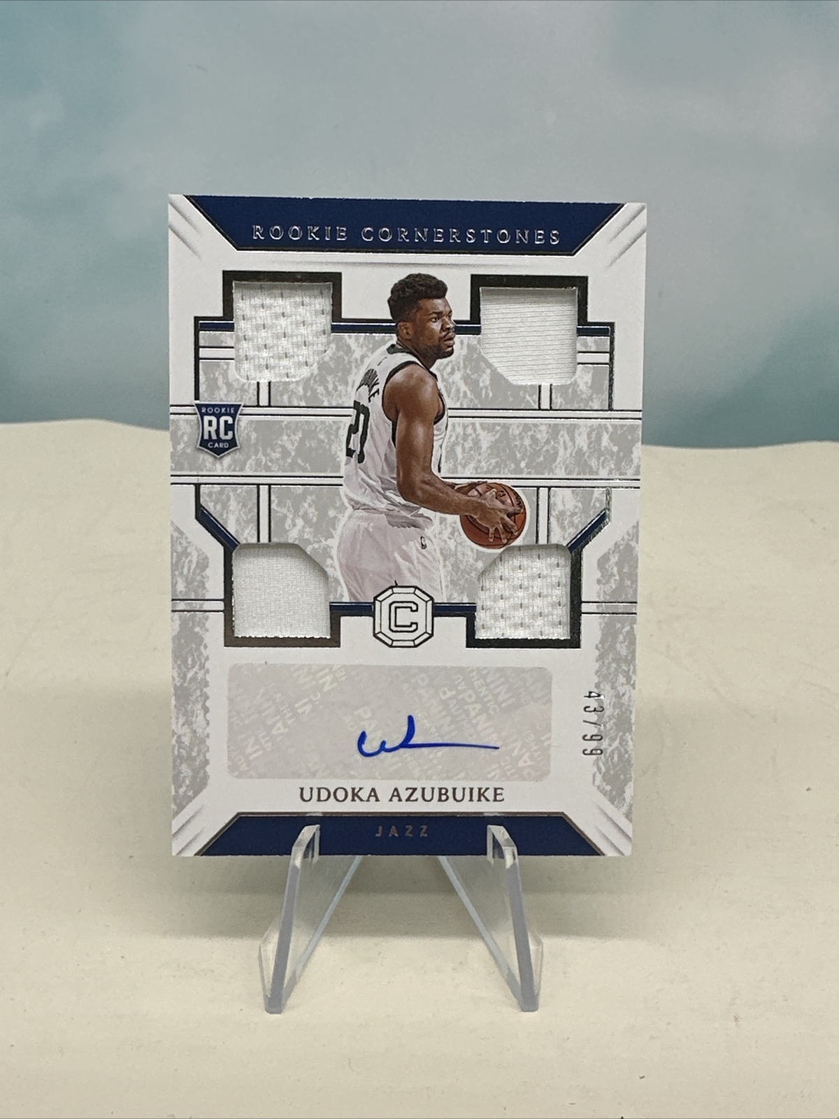 2020-21 Cornerstones Udoka Azubuike RC #RC-UDO Quad Patch Auto NO /99 Utah Jazz