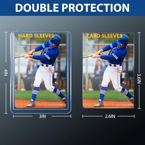 200 Hard Plastic Card Sleeves, Premium Card Sleeves, 3″x 4″ Baseball Cards
