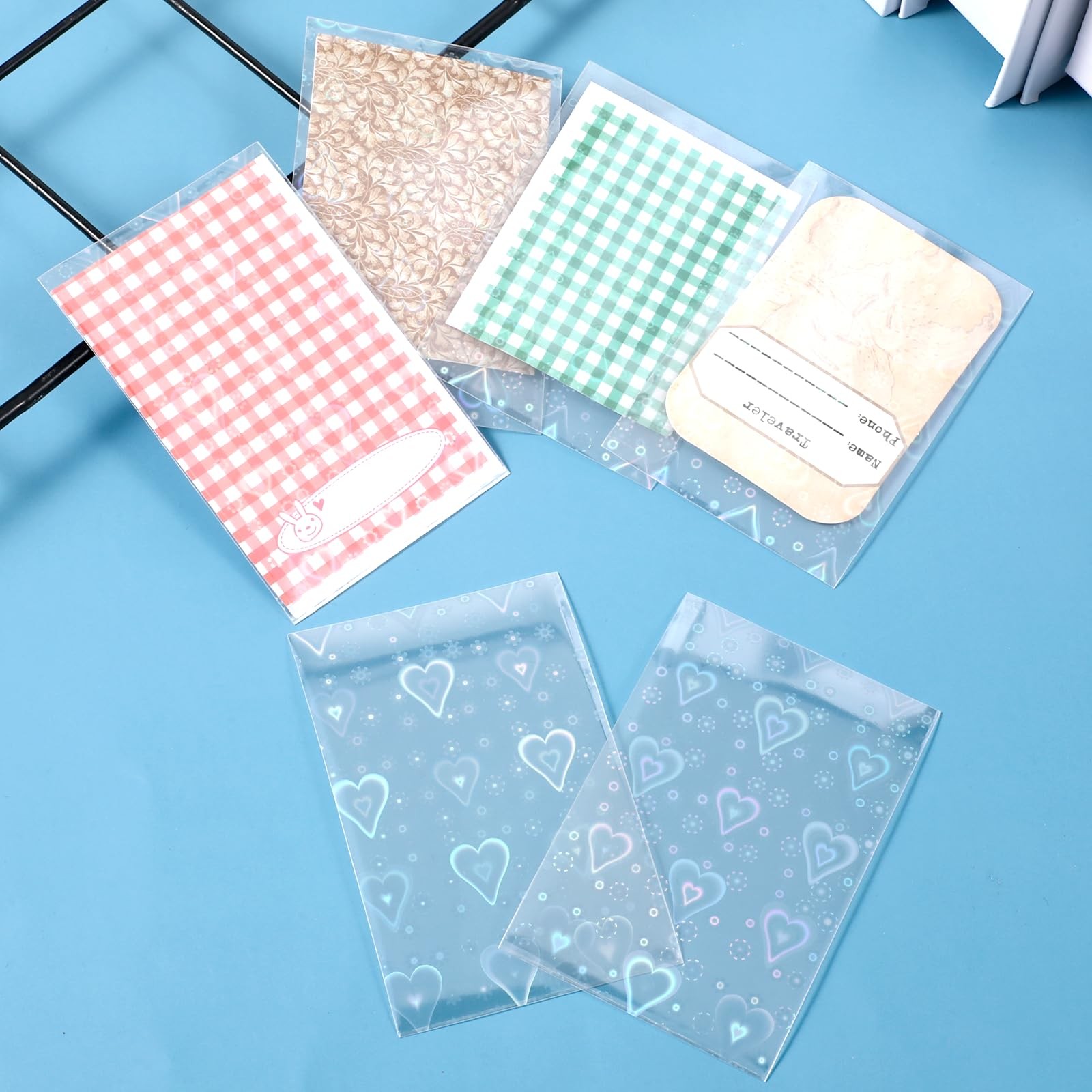 100 Pcs Photocard Sleeves Love HeartShape Laser Flashing Card Sleeves Trading…
