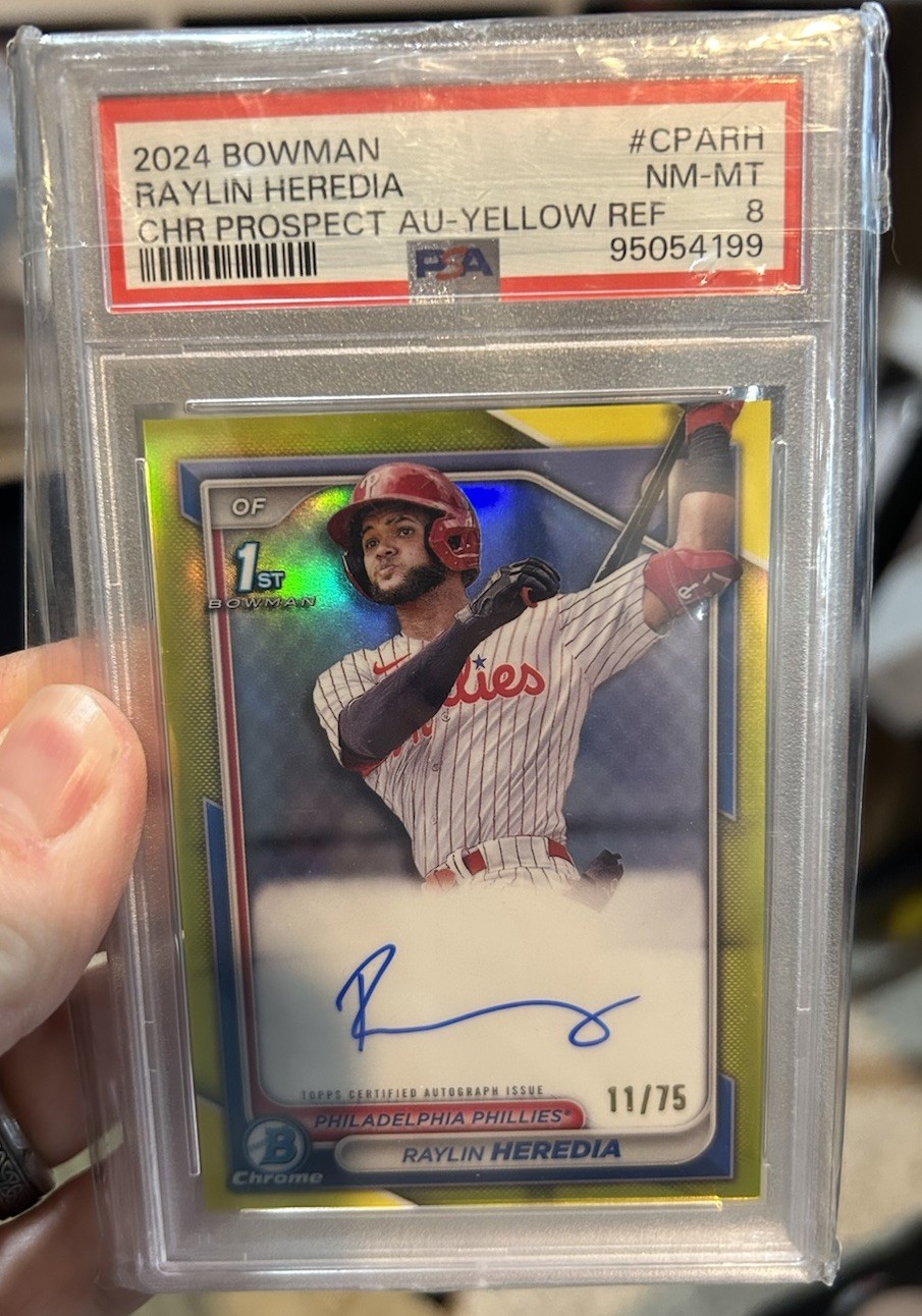 2024 Bowman Chrome Prospect Autographs Raylin Heredia #CPA-RH Yellow Refract /75