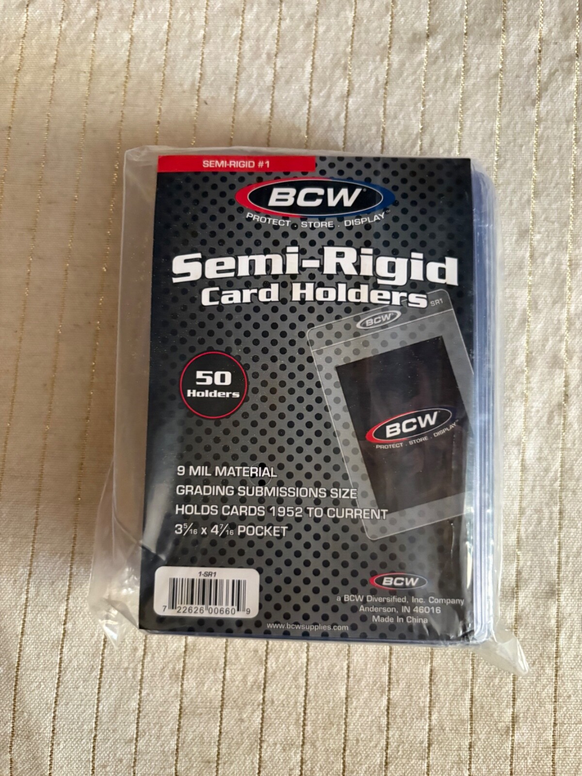BCW 1-SR2 Semi-Rigid Card Holder – 50 Piece