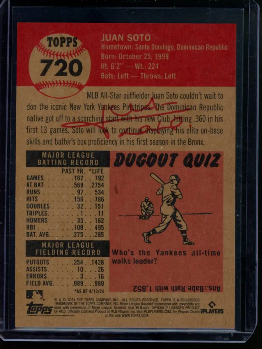 2024 Topps Living Set #720 Juan Soto Card (Quantity)
