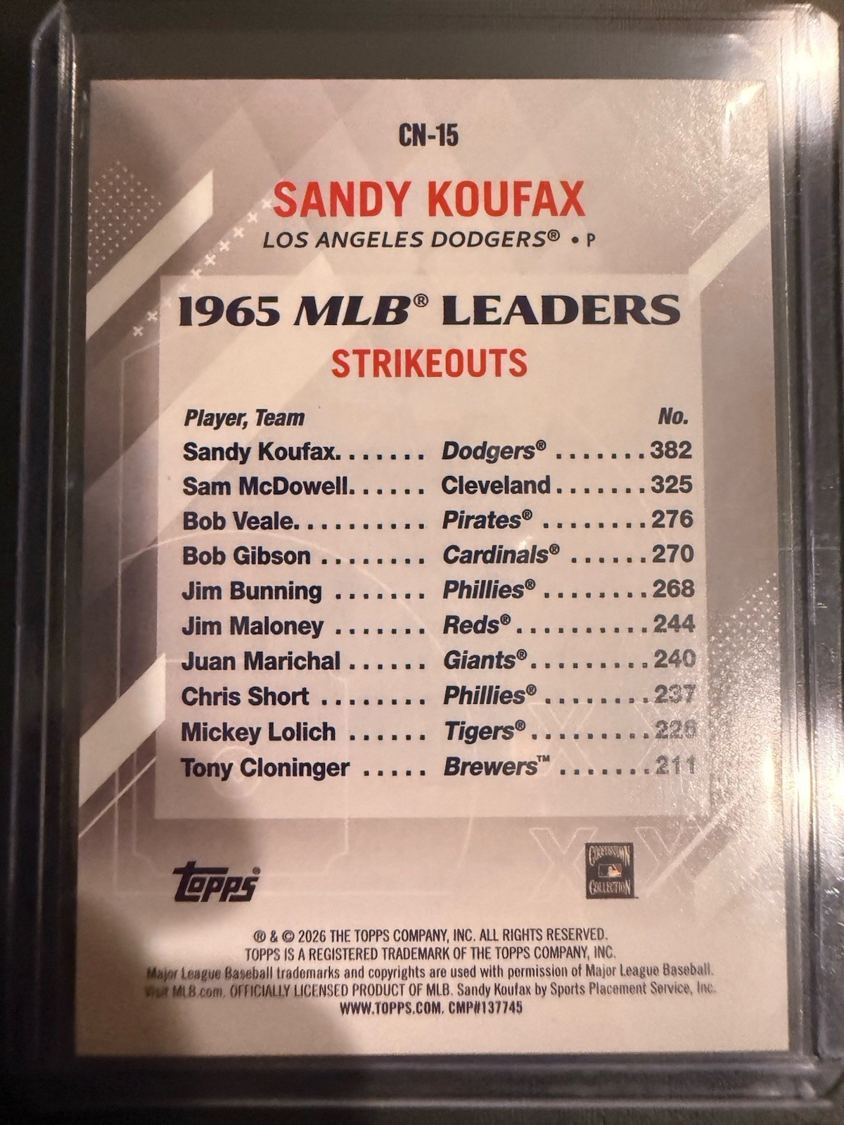 Topps 2026 Series 1 Sandy Koufax Los Angeles Dodgers #91A-SK