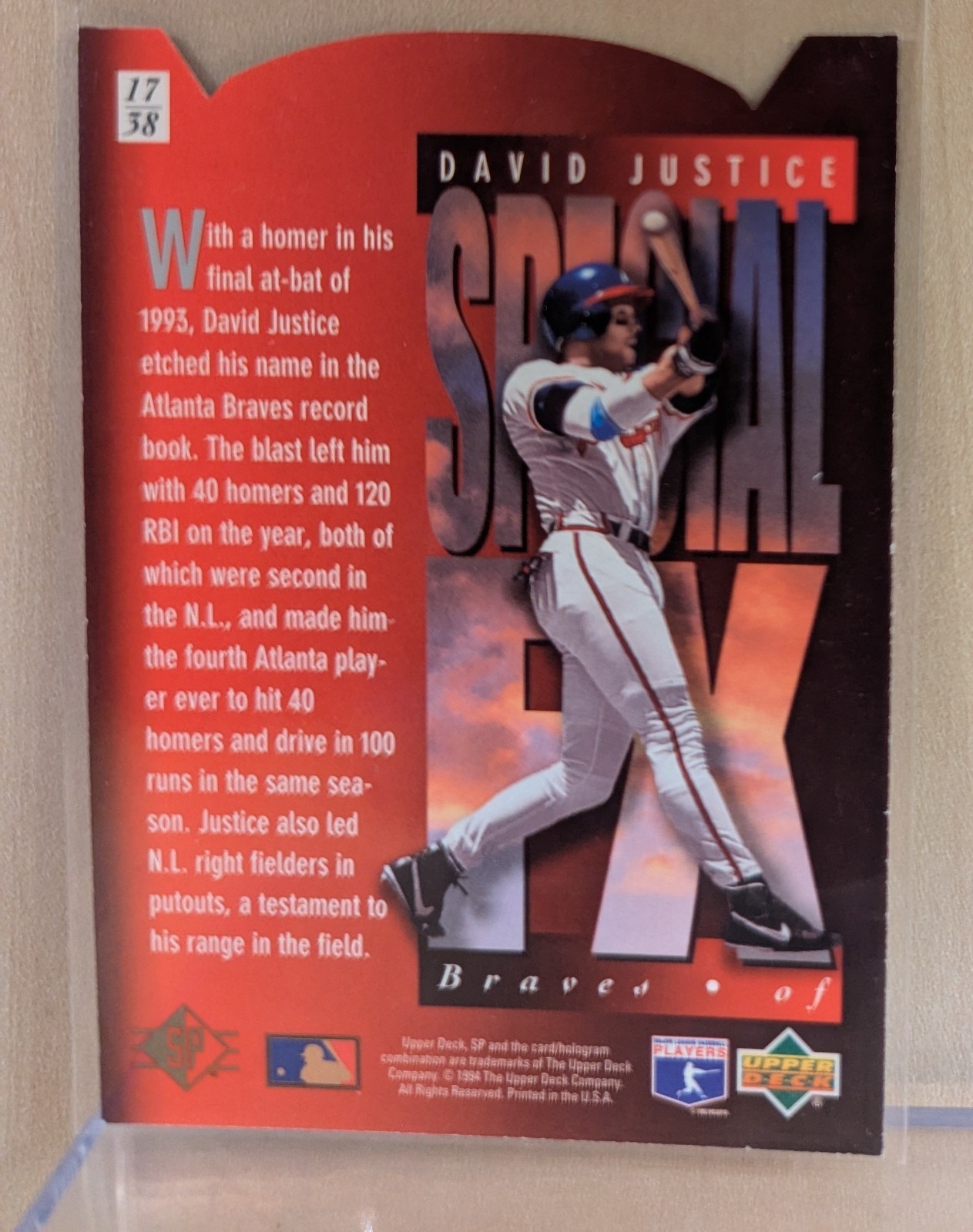 1994 Upper Deck SP HOLOVIEW FX SPECIAL RED DIE CUT #17 David Justice Braves RARE