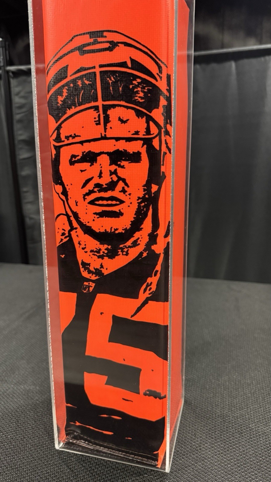 Howie Long Custom Drawn ArtOn GoSports Pylon, 1 Of 1, In Game Day Acrylic Case