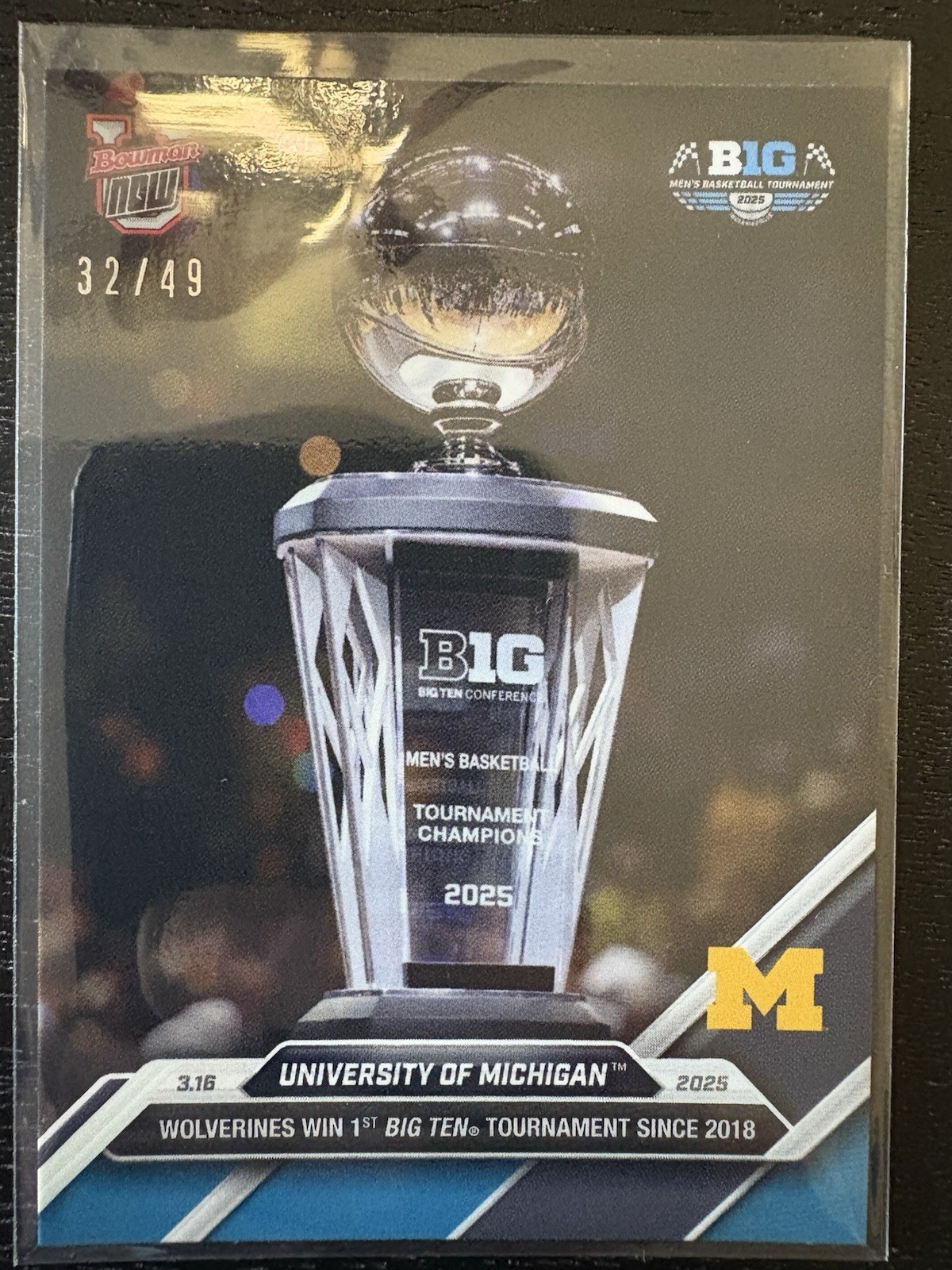 Michigan L.C. Cason Beat Badgers Big 10 Champs 2025 Bowman U Now #89 Blue 32/49