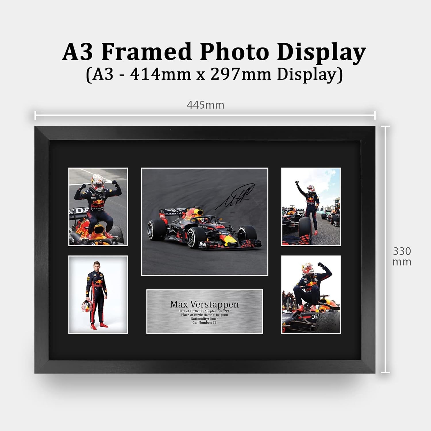 Authentic Max Verstappen Autograph Display – 16″x12″