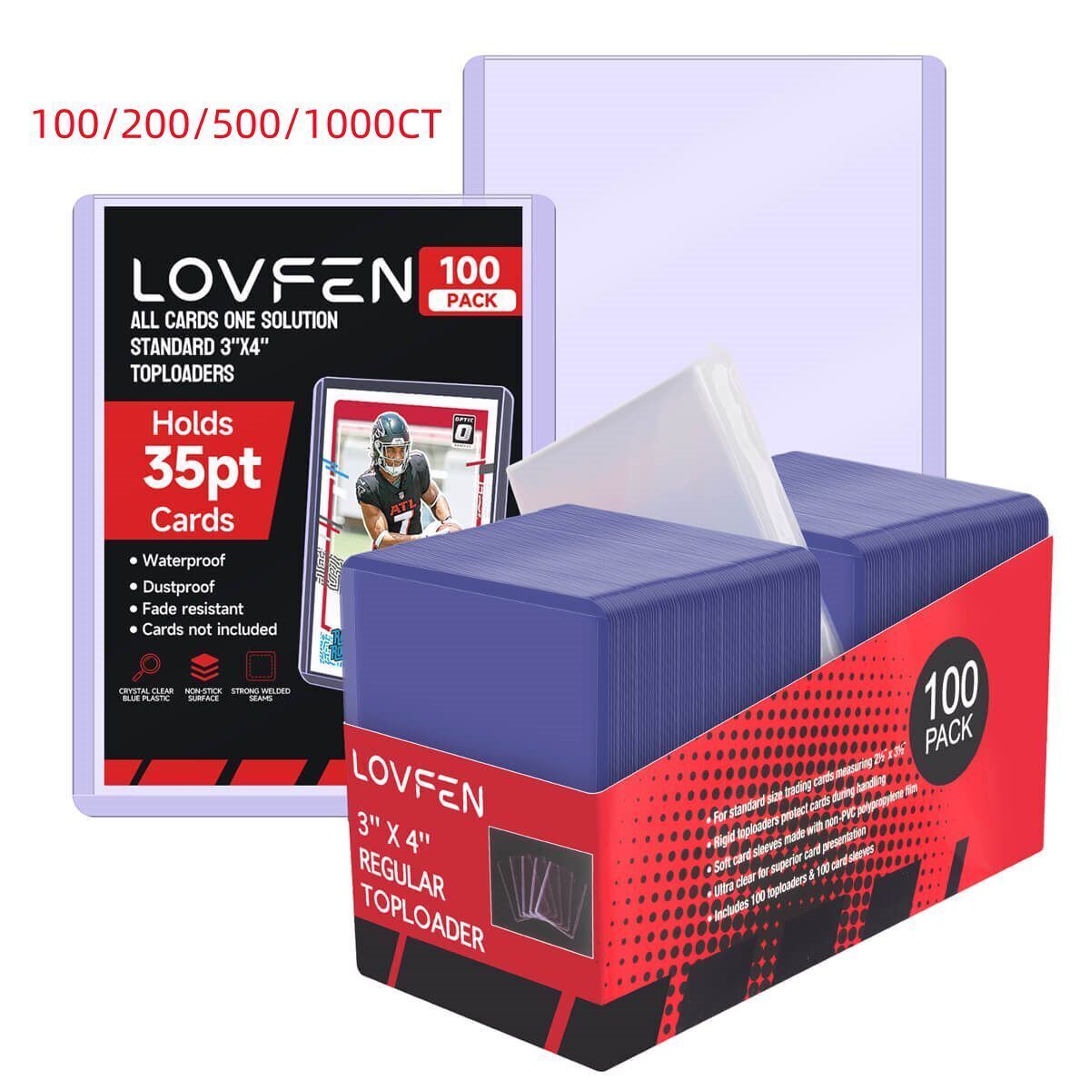 100/500/1000CT Standard 3″x4″ Toploaders & Soft Sleeves For 35pt Trading Cards