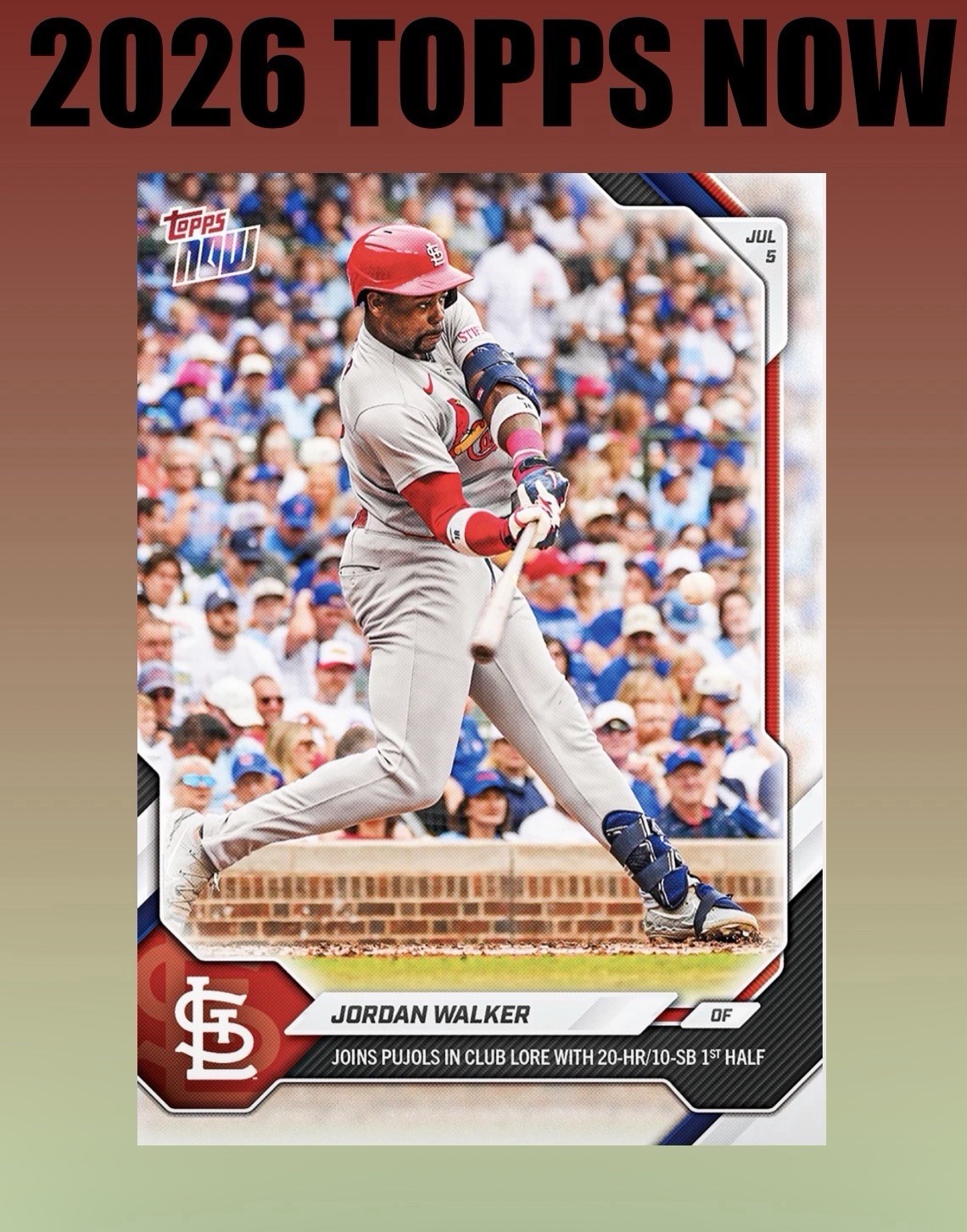 💥2026 Topps Now #418💥JORDAN WALKER 20 HR 10 SB- Cardinals Presale