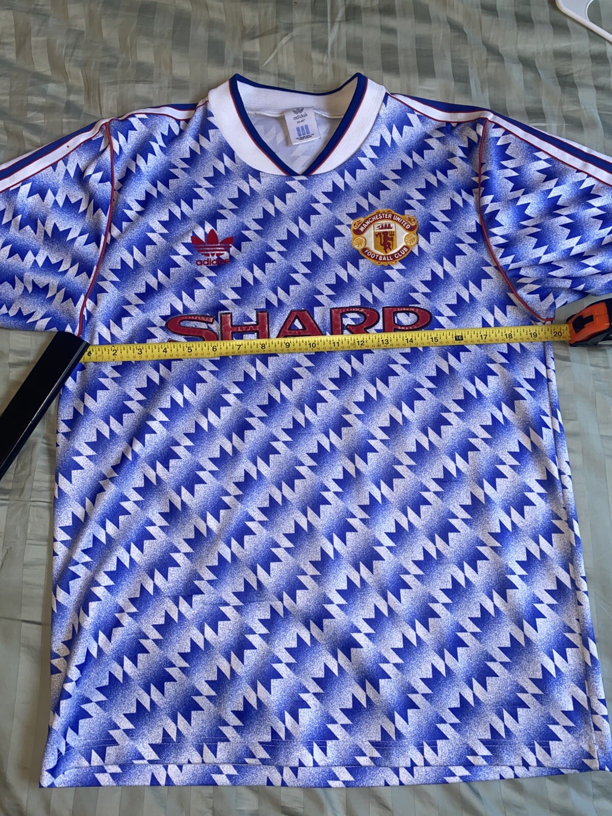 Vintage 1990-92 Adidas Manchester United Soccer Football Jersey Cantona Beckham.