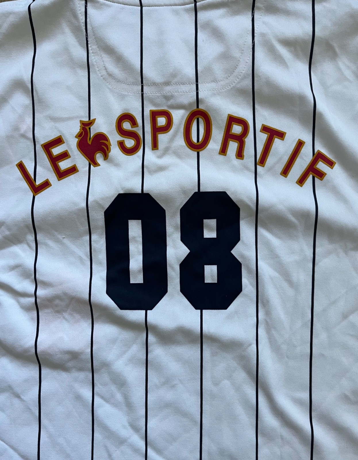 Le Coq Sportif Fan Jersey Vintage XS White Pinstripe Soccer Football
