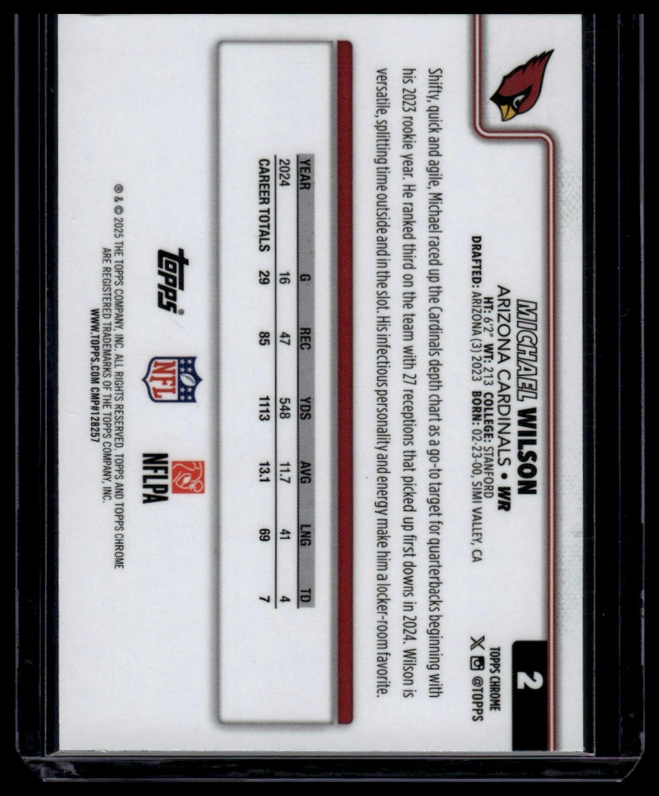 2025 Topps Chrome #2 Michael Wilson Football Leather Green #/99
