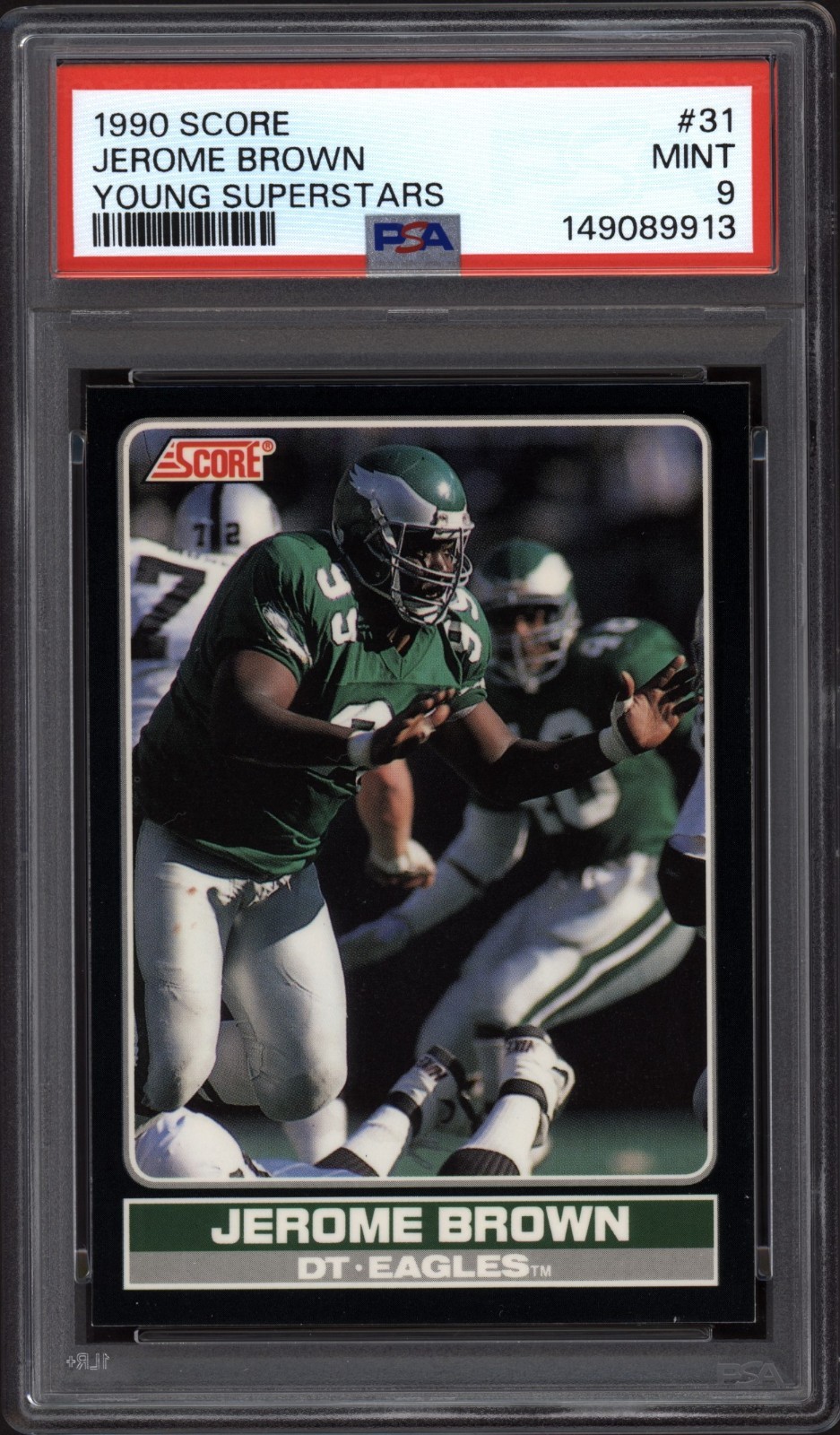 1990 SCORE JEROME BROWN #31 YOUNG SUPERSTARS PHILADELPHIA EAGLES PSA 9 MINT