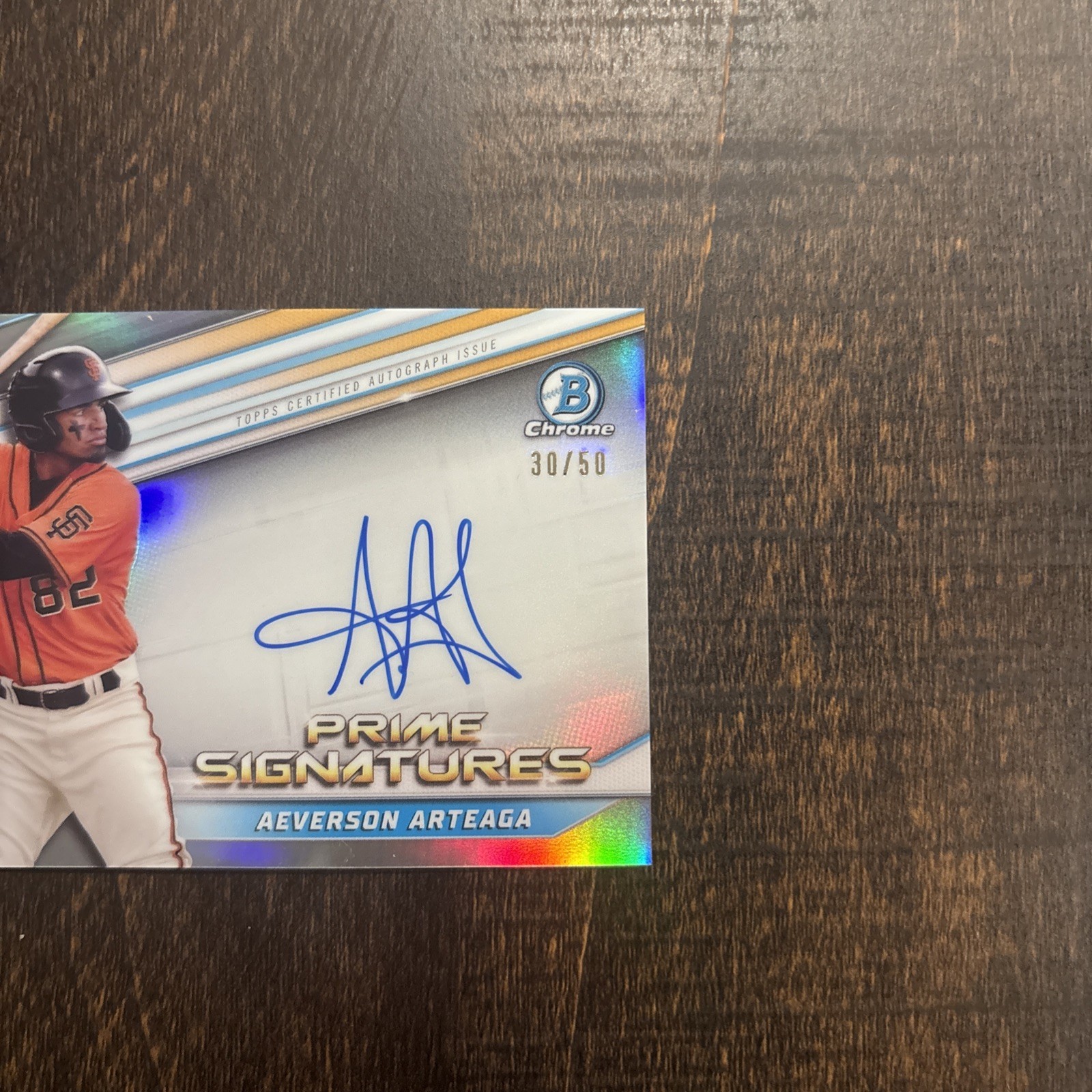 2022 Bowman Chrome Aeverson Arteaga Prime Chrome Signature Auto SP /50 PCS-AAT