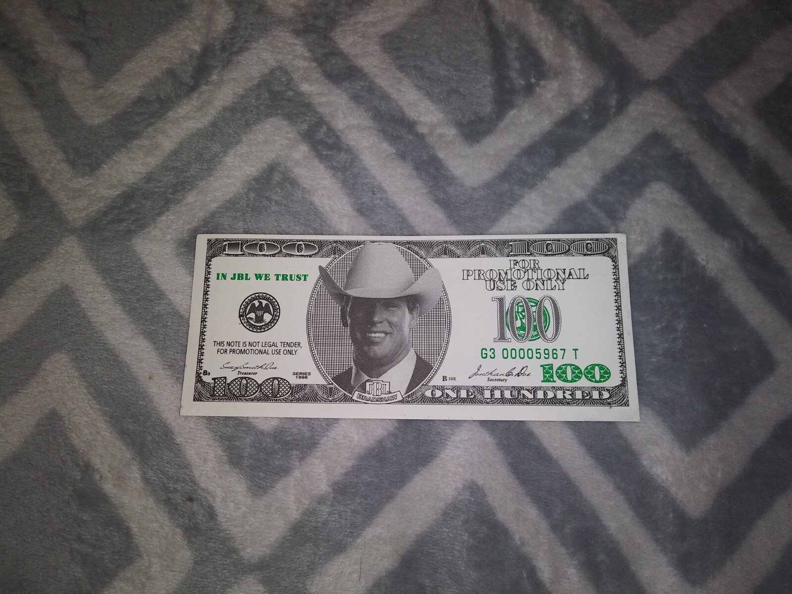 WWE JBL DOLLAR – 100 DOLLAR BILL – IN JBL WE TRUST For Promotional Use Only