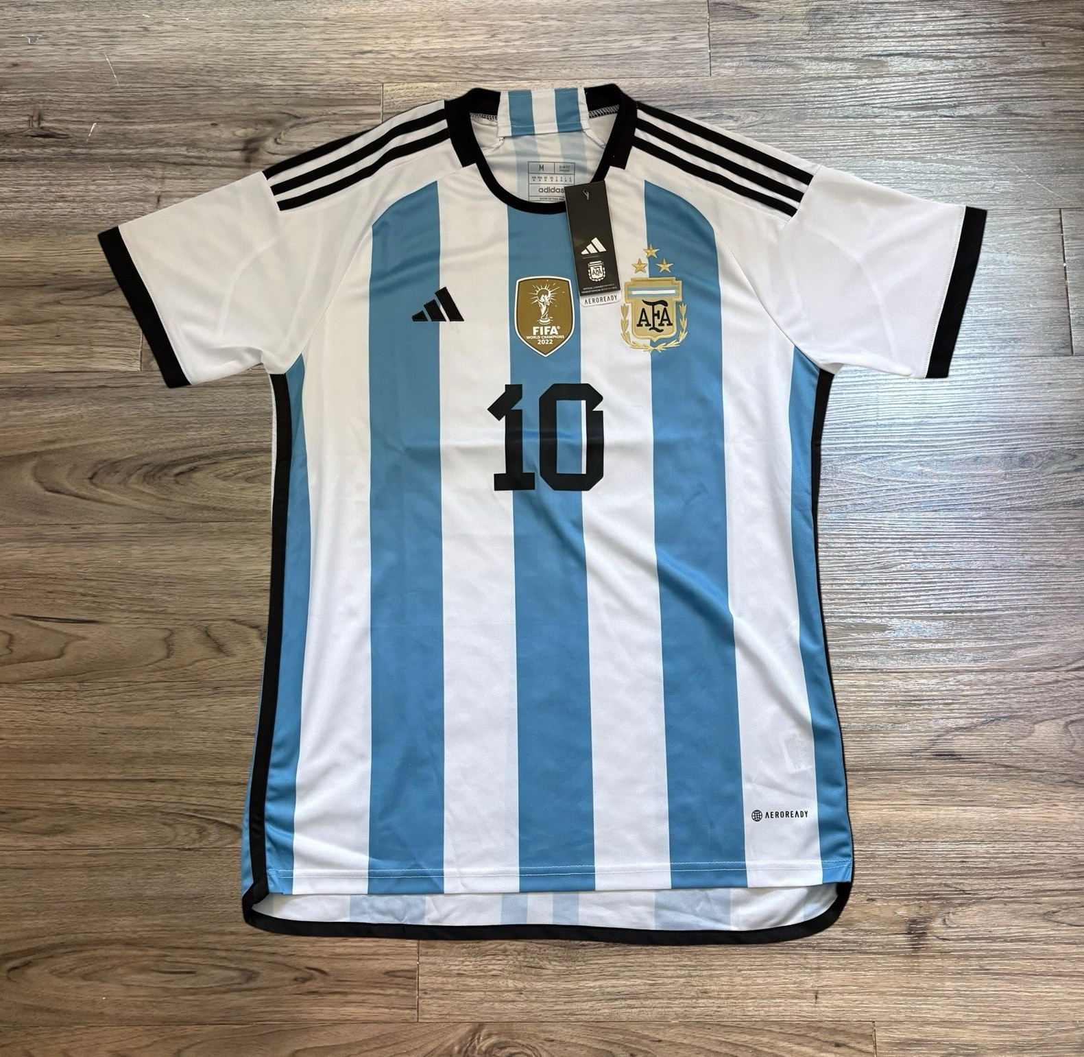adidas Argentina Lionel Messi #10 Soccer Jersey Men’s M White/Light Blue/Black