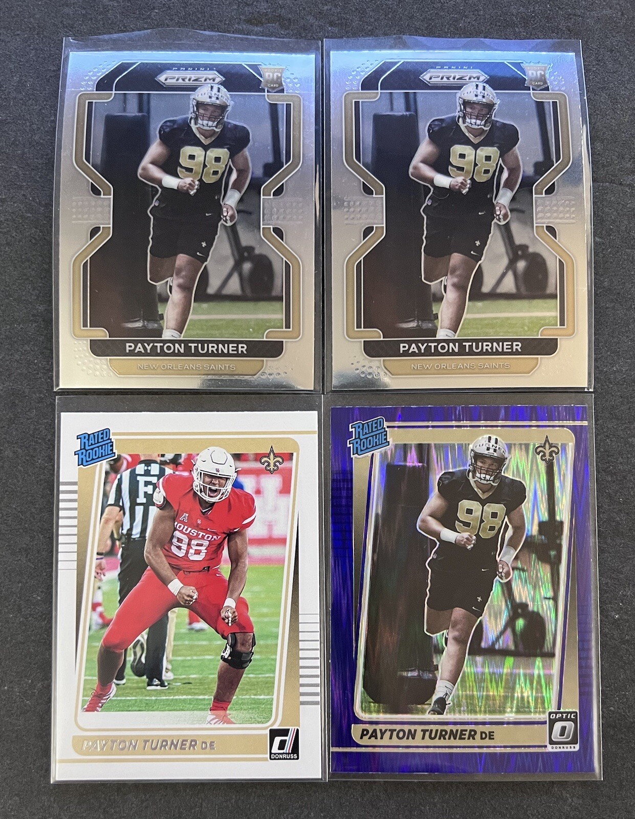 Payton Turner 2021 Optic Rated Rookie Purple Shock Parallel Prizm Saints 4Total