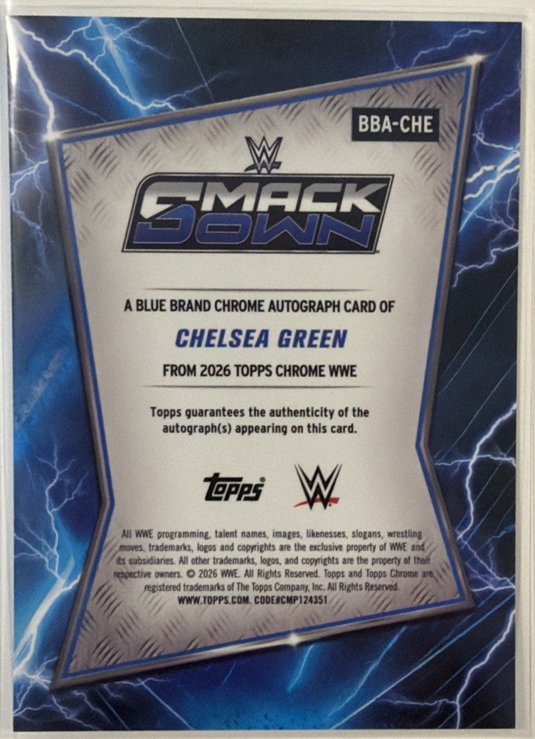 2026 Topps Chrome WWE Chelsea Green Autograph On Card Auto Geometric Gold 05/50