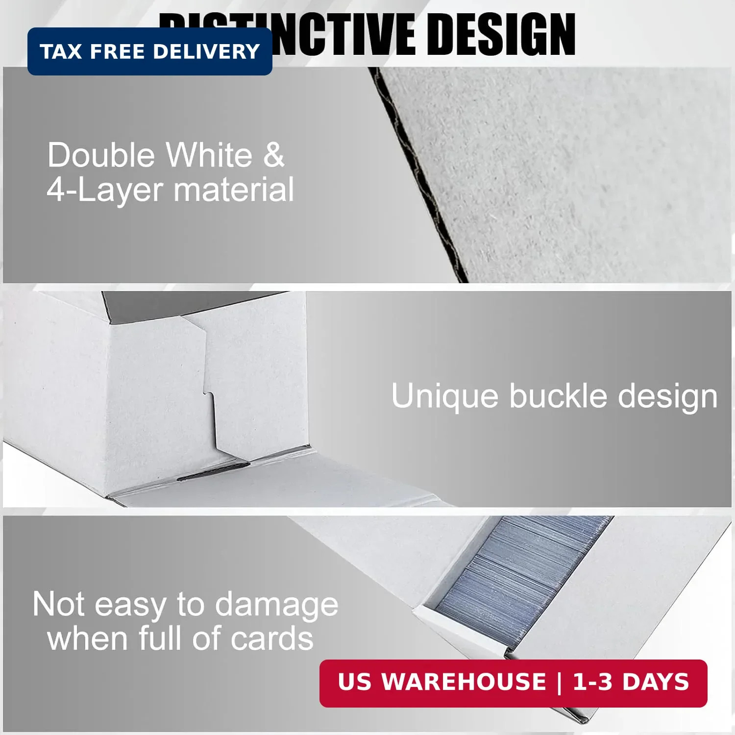 Trading Card Storage Box, 3-Pack 1100 Count White Corrugated Cardboard Bulk Spor