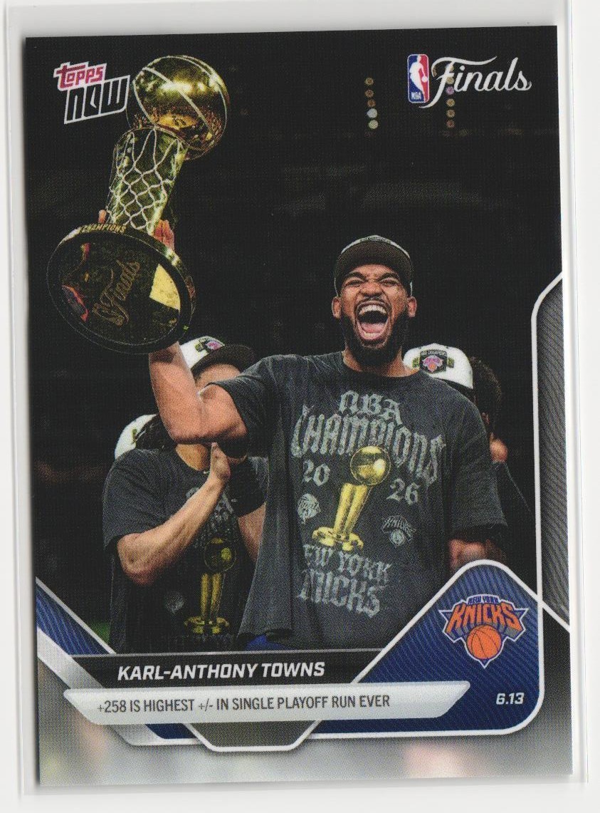 2025-26 NBA Topps NOW #342 Karl-Anthony Towns – FINALS CHAMPIONS