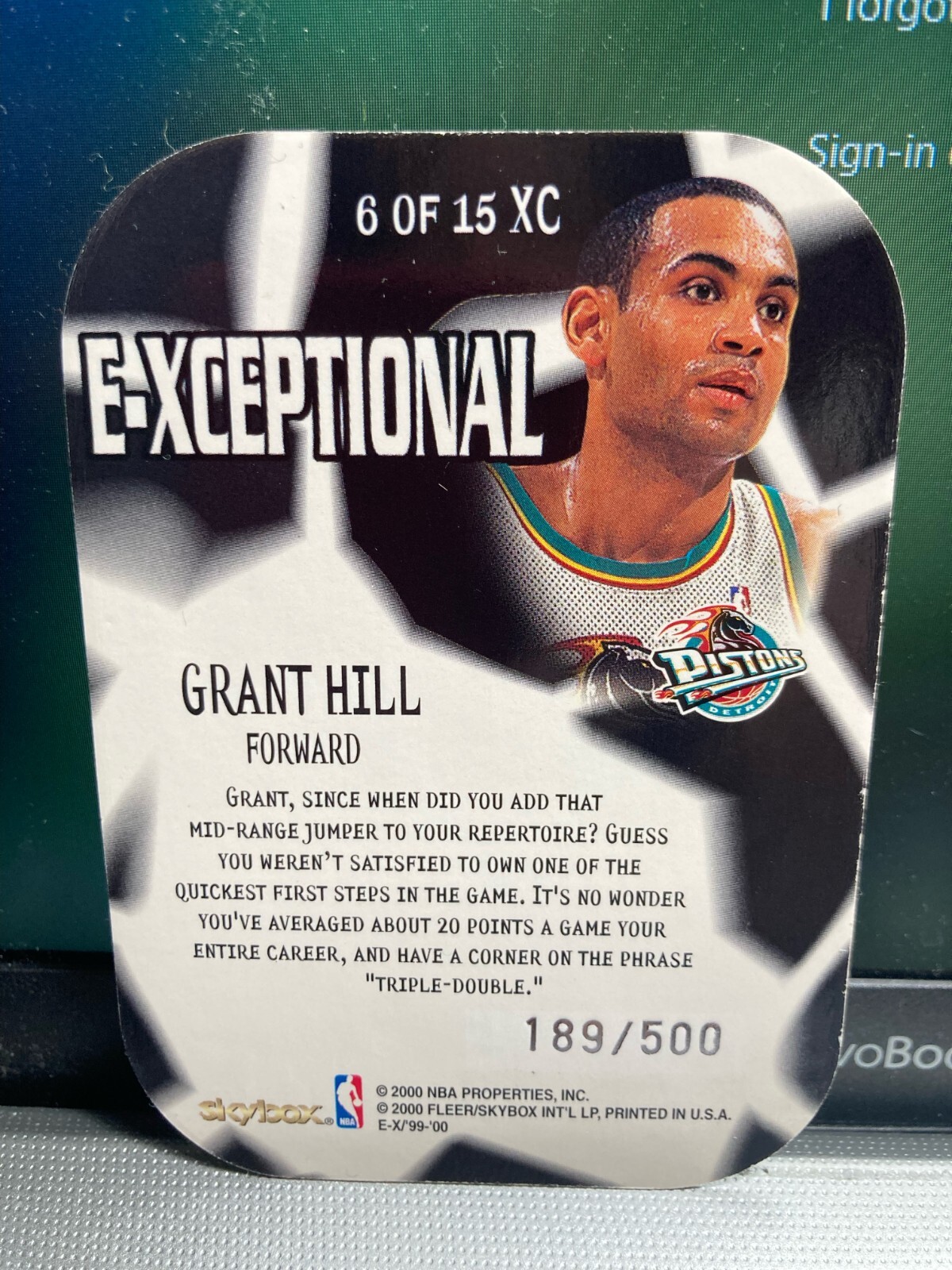NBA Crdas 2PCS. GRANT HILL (E-XCEPTIONAL) 2000 (6 OF 15XC) GREEN 189/500 & RED