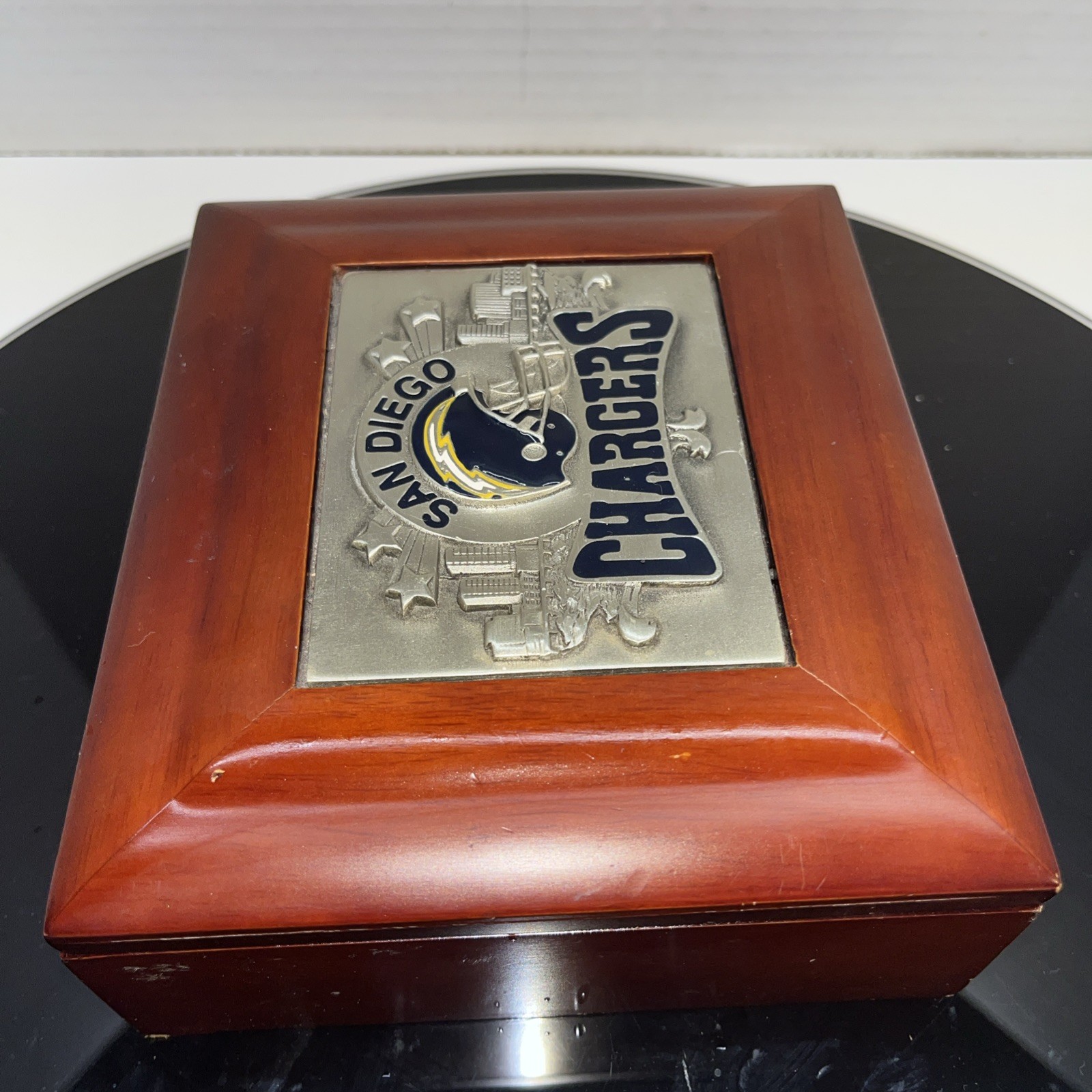 🚨🔥Vintage Wood San Diego Los Angeles Chargers Jewelry Watch Ring Box Nice