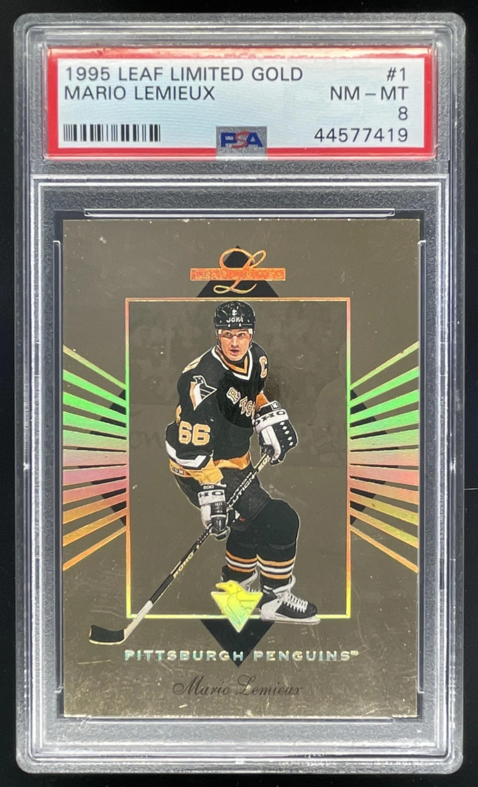 1994-95 Leaf Limited Gold #1 Mario Lemieux /2500 PSA 8