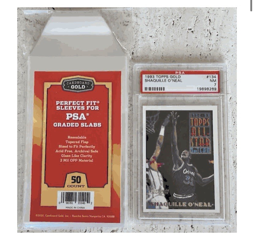 (50) Perfect Fit Sleeves for PSA Graded Slabs Cardboard Gold w/ PSA Logo